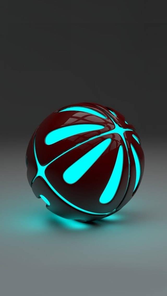 3d Glowing Blue Sphere — 640x1136 wallpaper