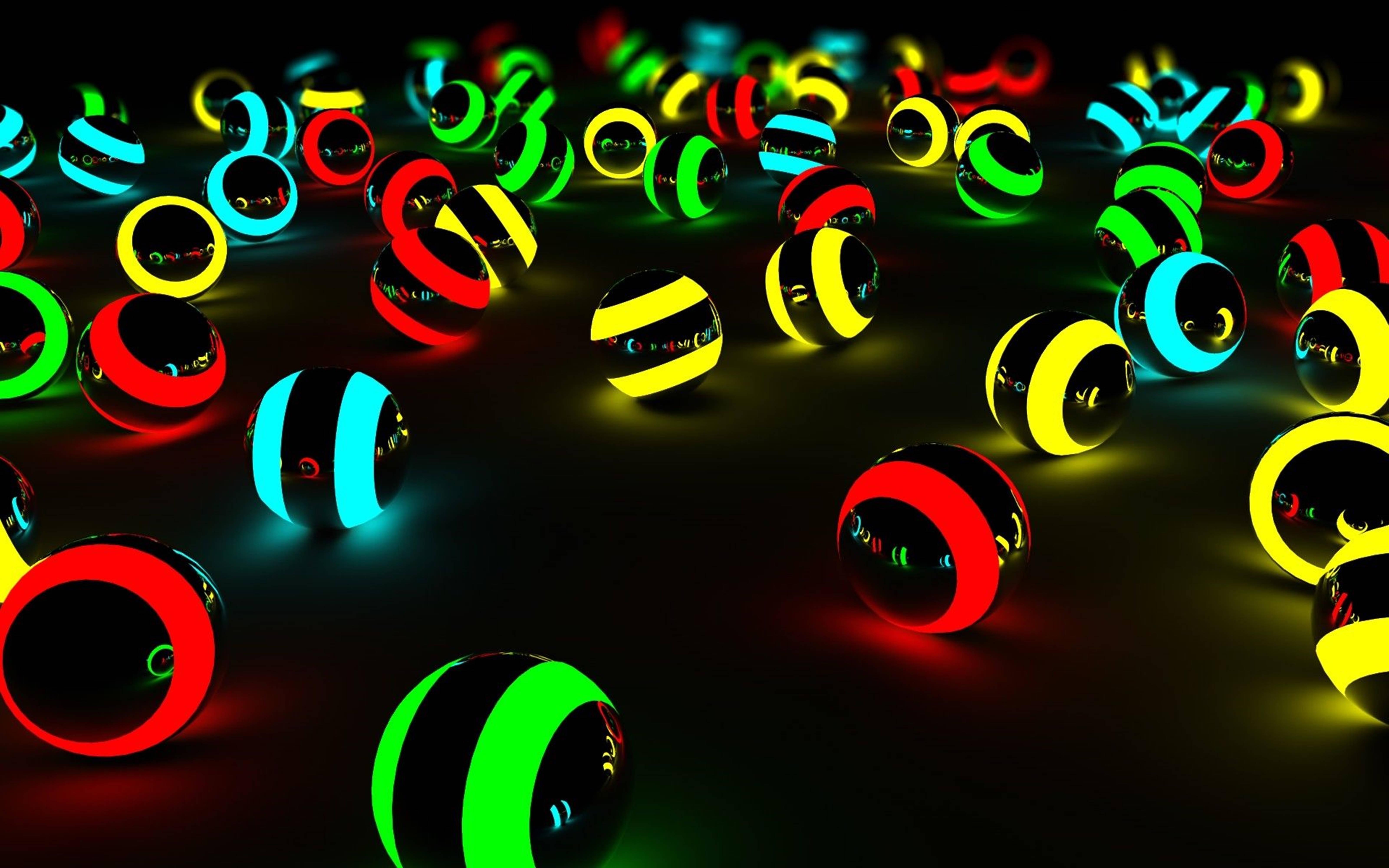 3D HD Neon Marbles — 6400x4000 wallpaper