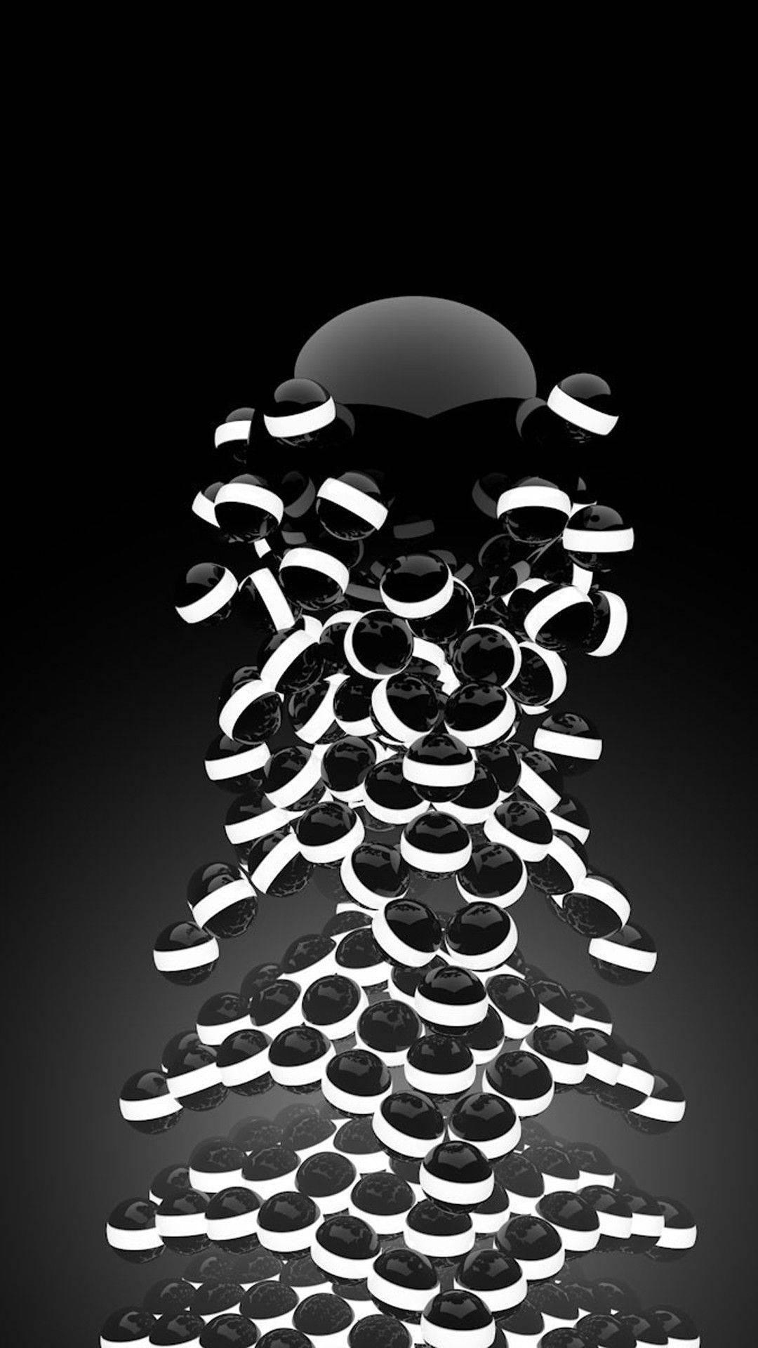 3d Iphone Black And White Spheres — 1080x1920 wallpaper
