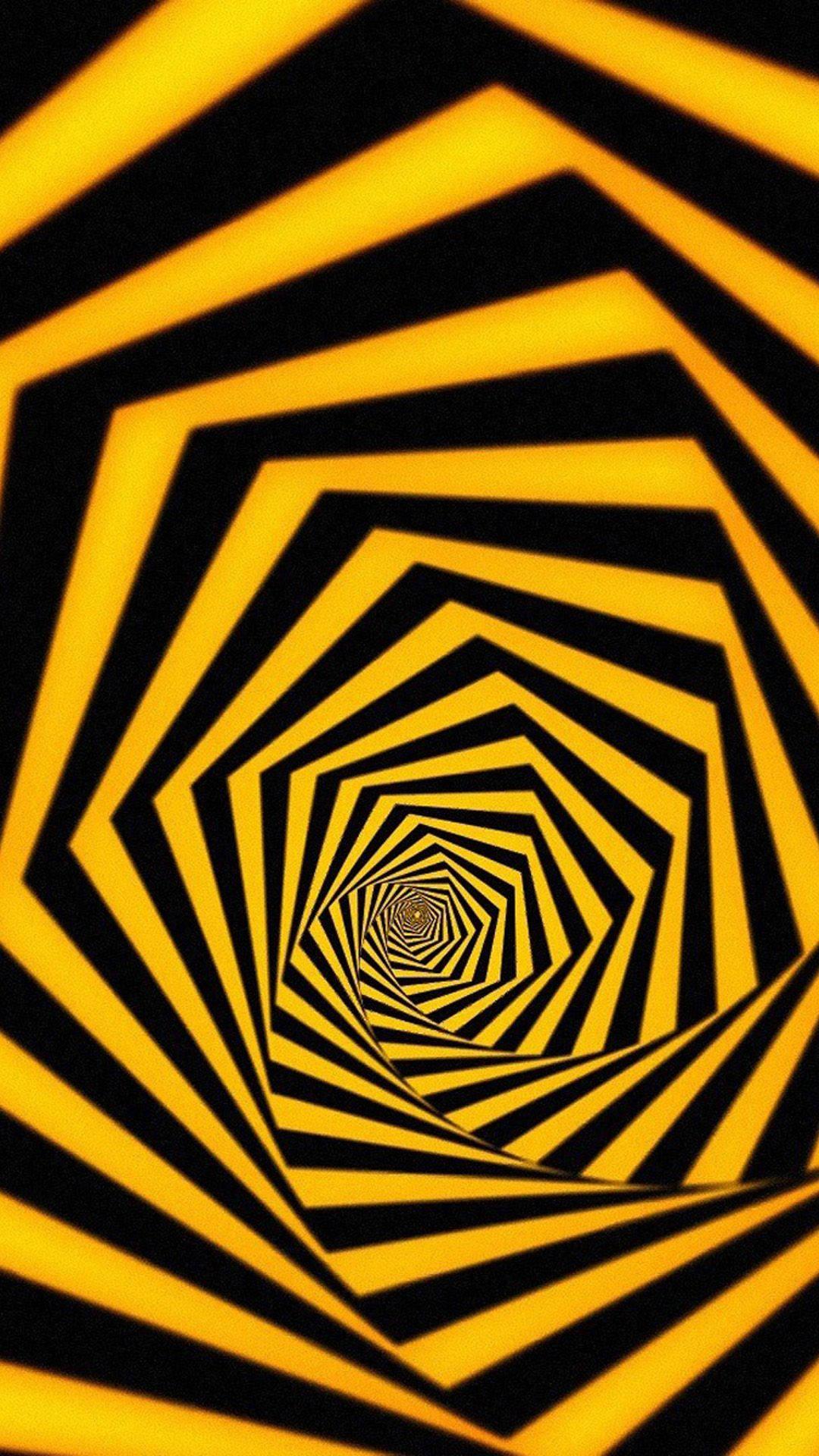 3d Iphone Black And Yellow Spiral — 1080x1920 wallpaper