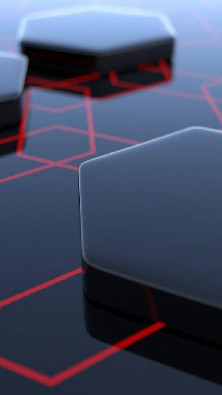 3d Iphone Black Canvas Red Lines — 750x1334 wallpaper
