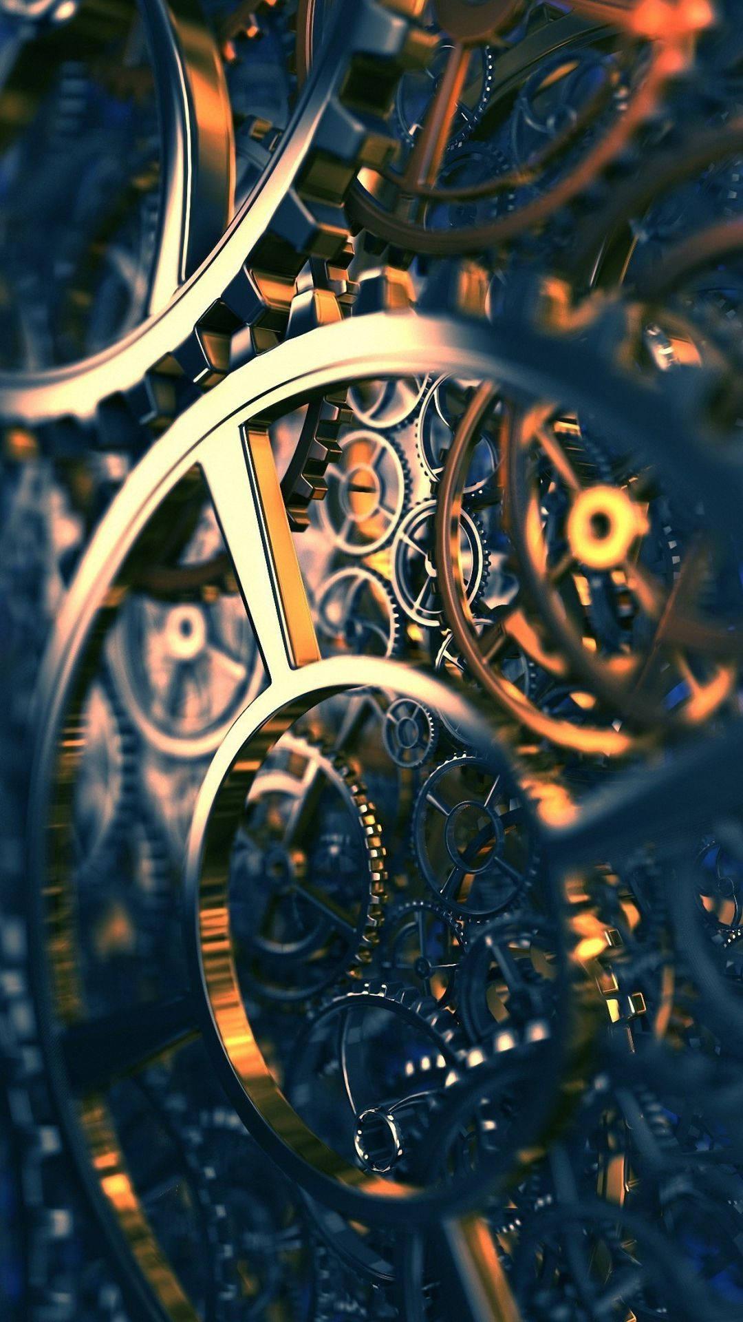 3d Iphone Chromed Gears — 1080x1920 wallpaper