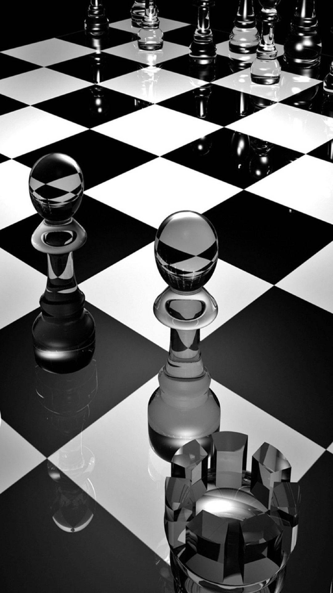 3d Iphone Glass Chess Pieces — 1080x1920 wallpaper