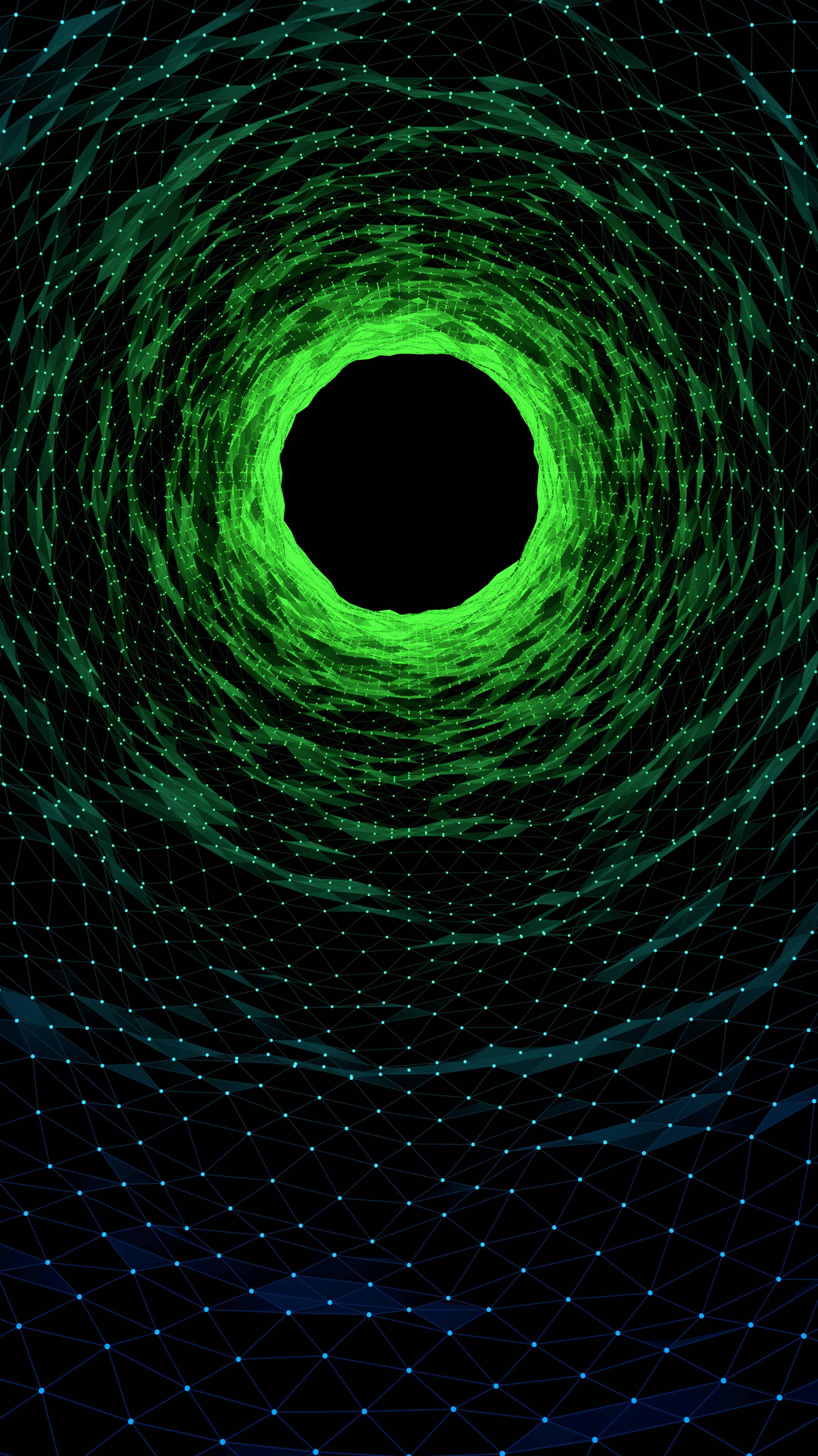 3d Iphone Green Vortex — 2160x3840 wallpaper