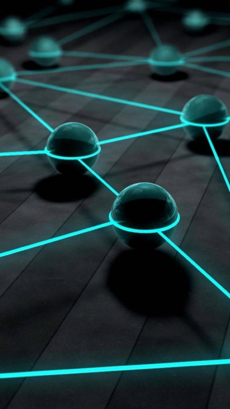 3d Iphone Interconnected Blue Spheres — 750x1334 wallpaper