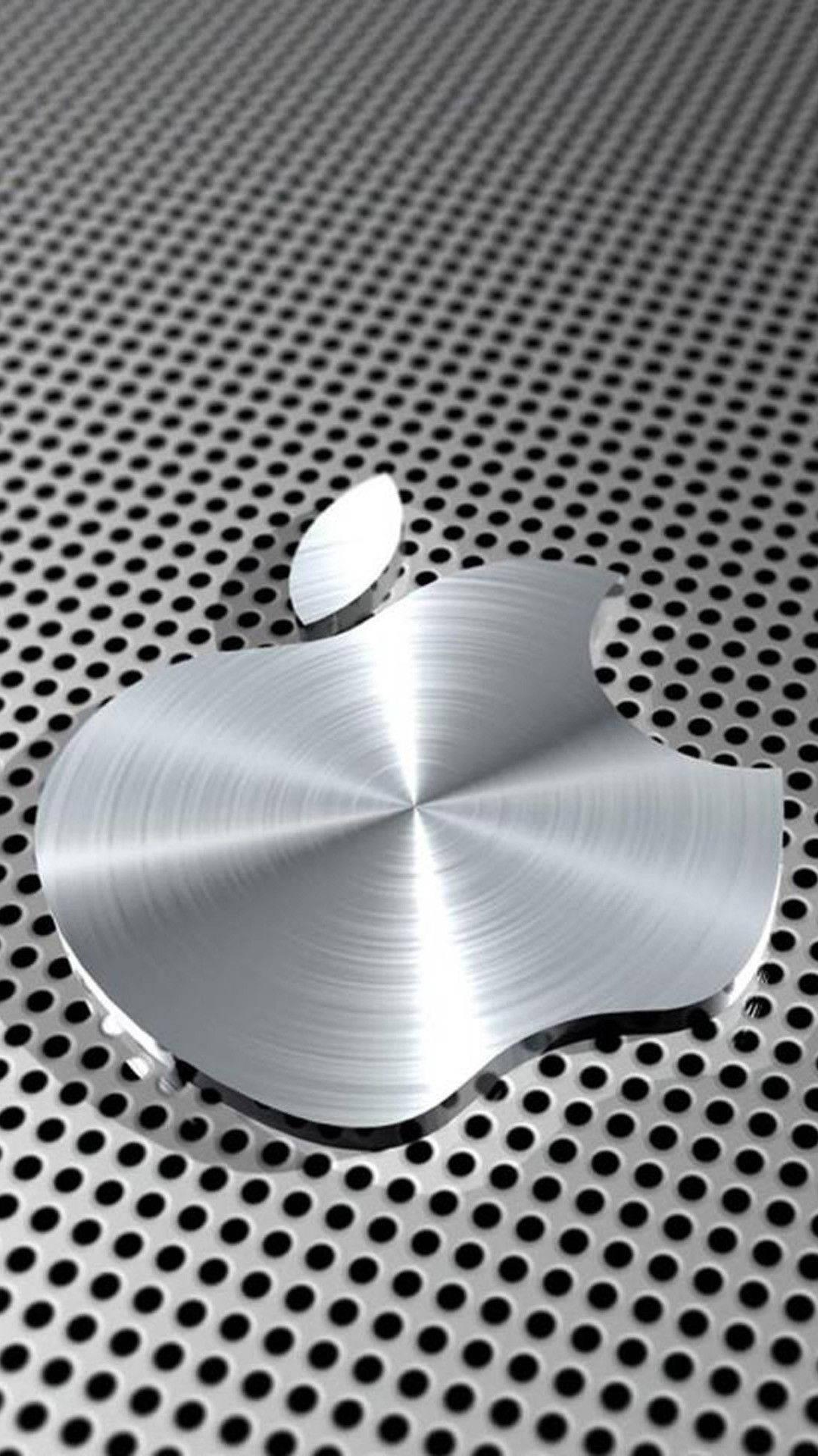 3d Iphone Silver Metal Apple Logo — 1080x1920 wallpaper