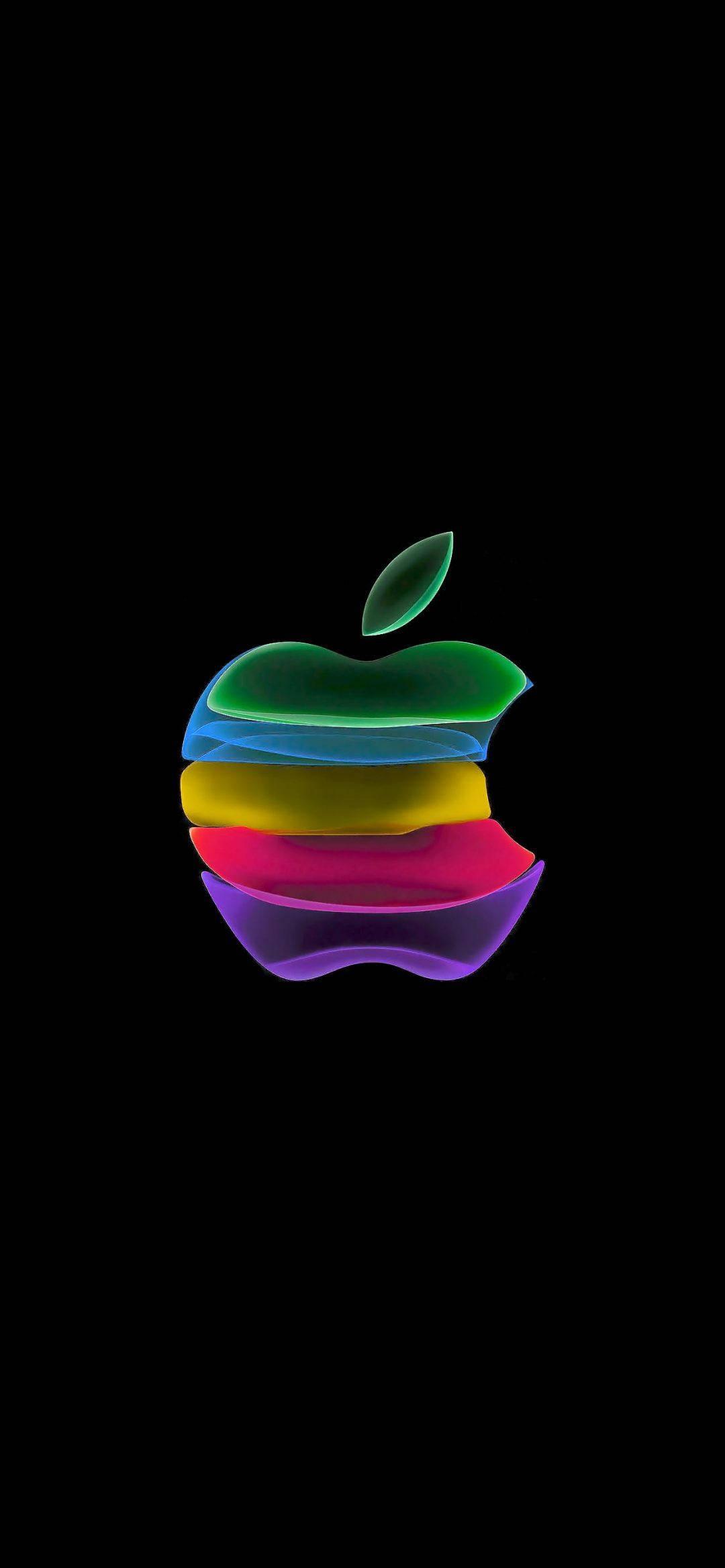 3d Iphone Transparent Rainbow Apple Logo — 1080x2337 wallpaper