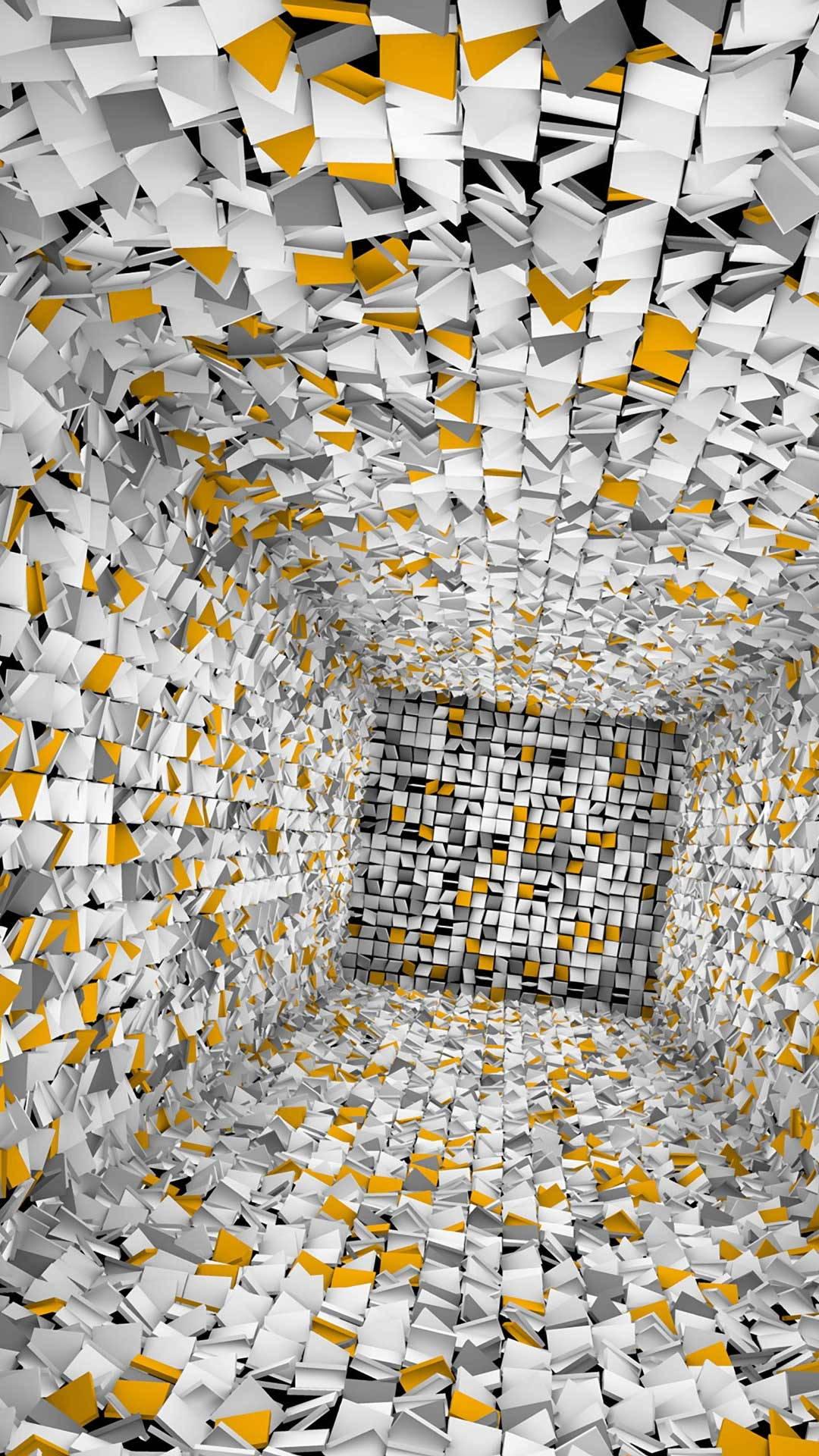 3d Iphone White And Yellow Tiles — 1080x1920 wallpaper