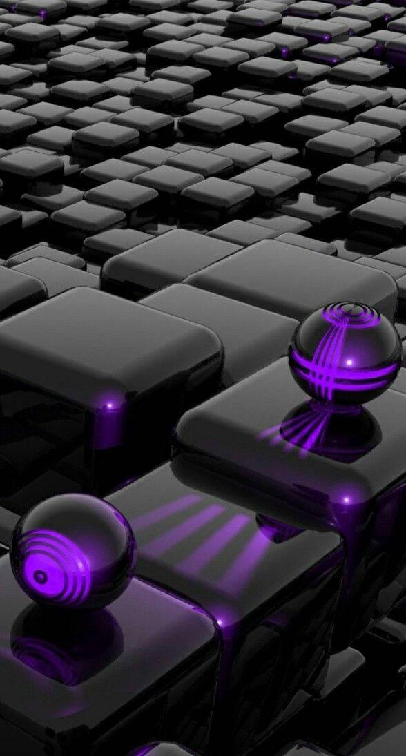 3D Phone Black And Purple Tiles — 588x1095 wallpaper