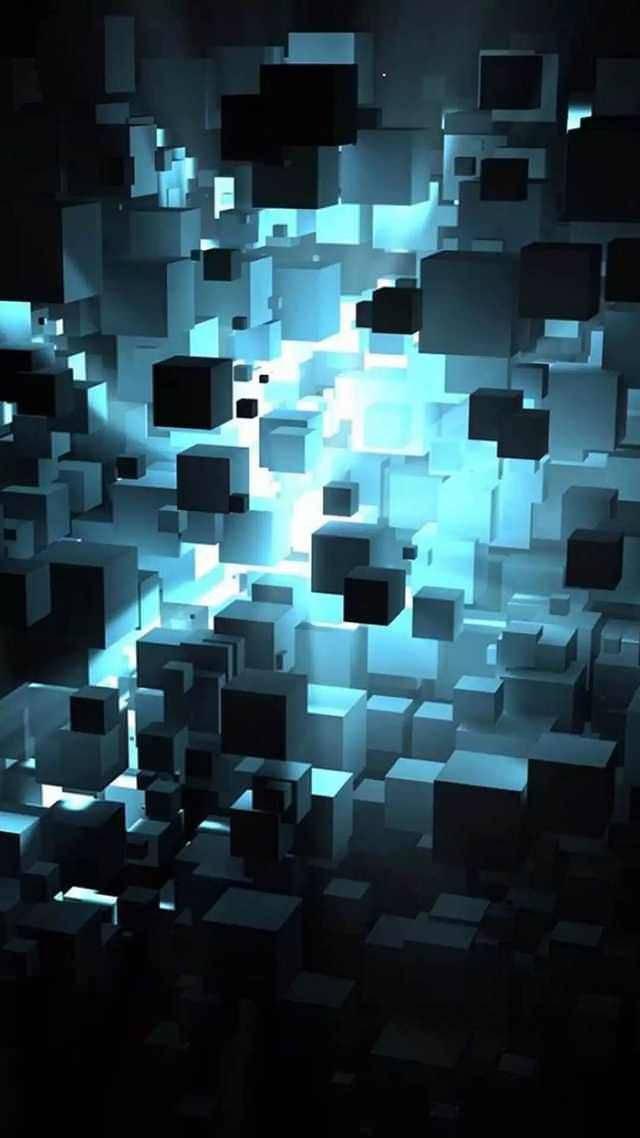 3D Phone Black Glowing Cubes — 640x1138 wallpaper