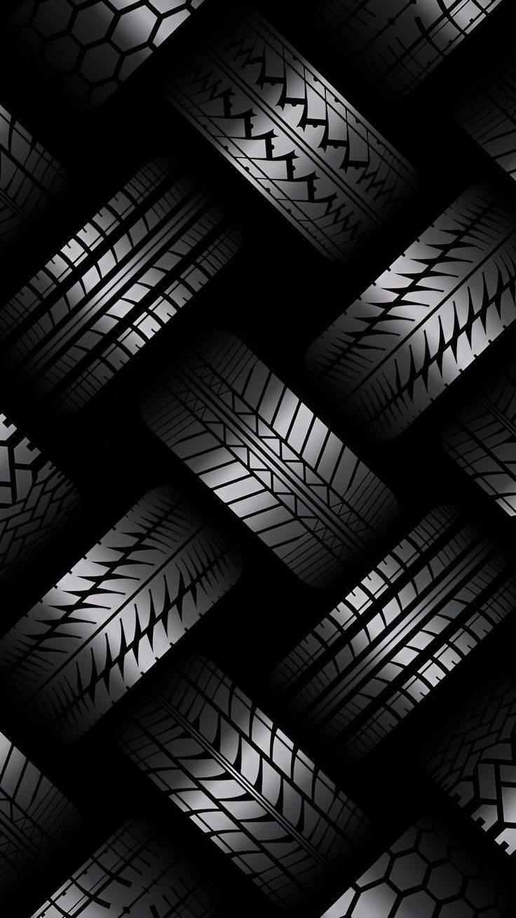 3D Phone Black Tires Patterns — 736x1309 wallpaper