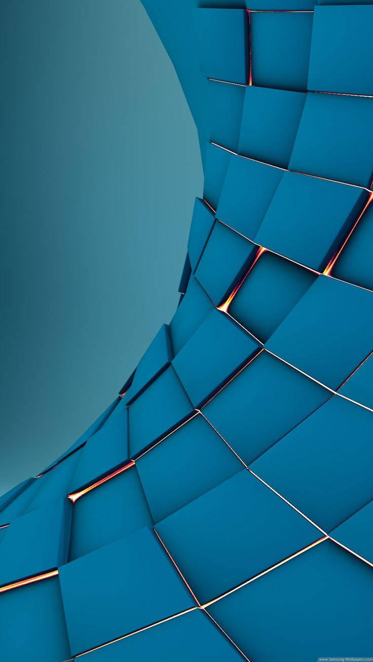 3D Phone Blue Tiles Sloped Pattern — 736x1308 wallpaper