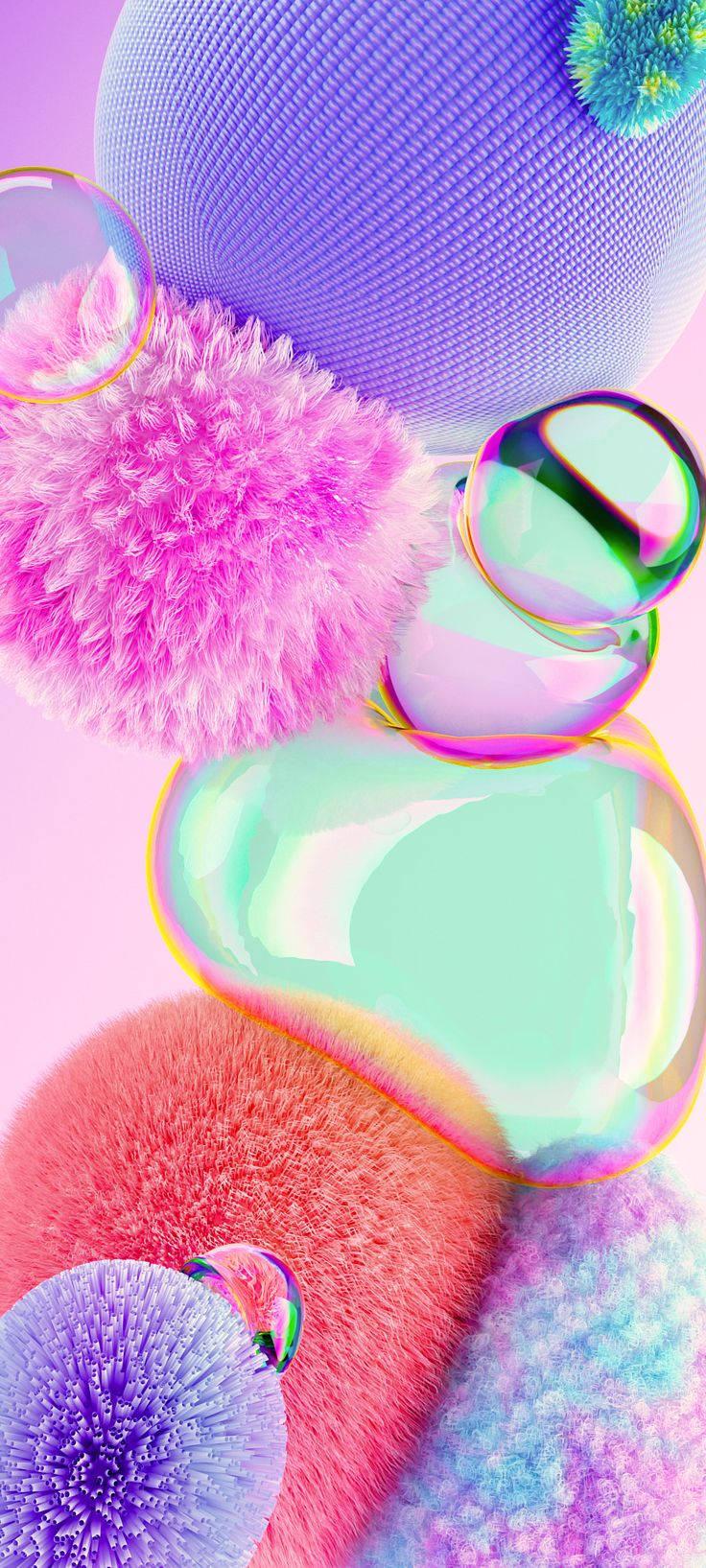 3D Phone Circular Figures — 736x1635 wallpaper