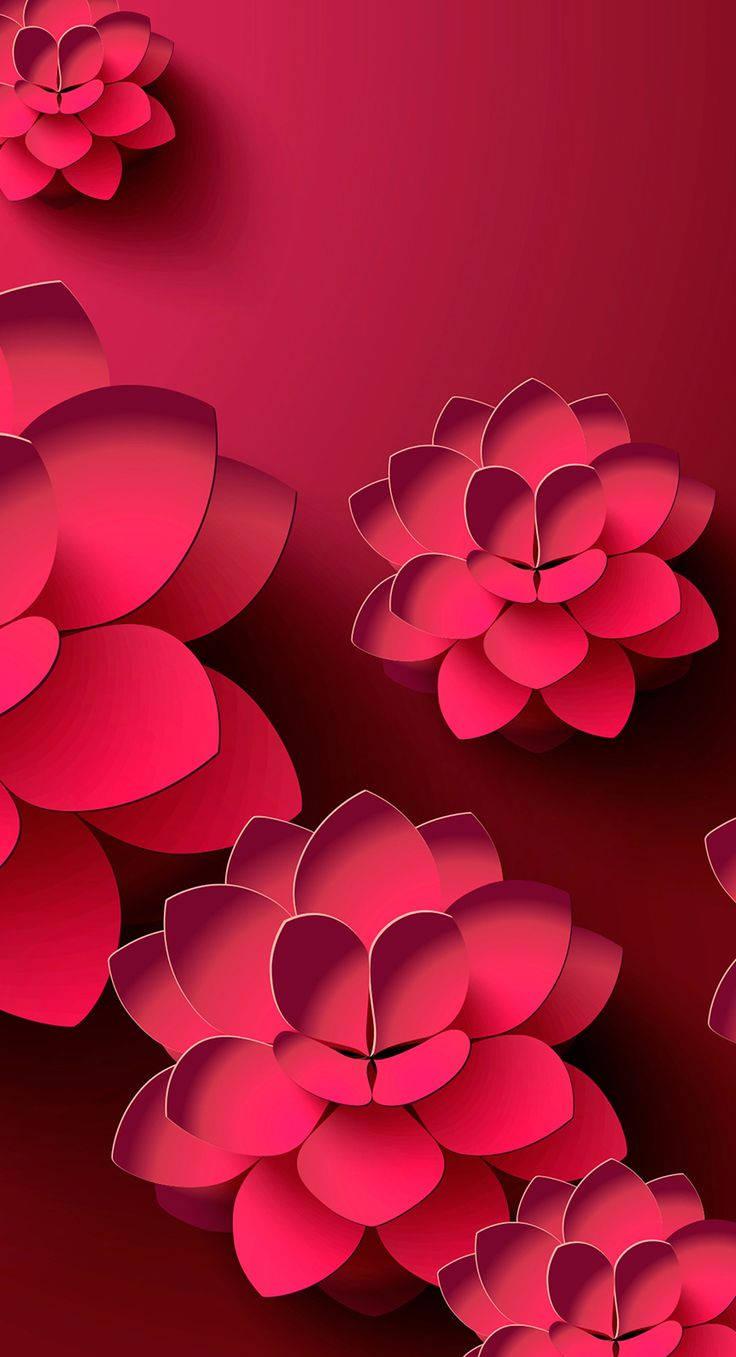3D Phone Magenta Lotus Flowers — 736x1357 wallpaper