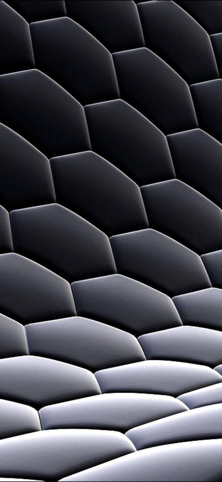 3D Phone Monochrome Sloped Honeycomb — 736x1594 wallpaper