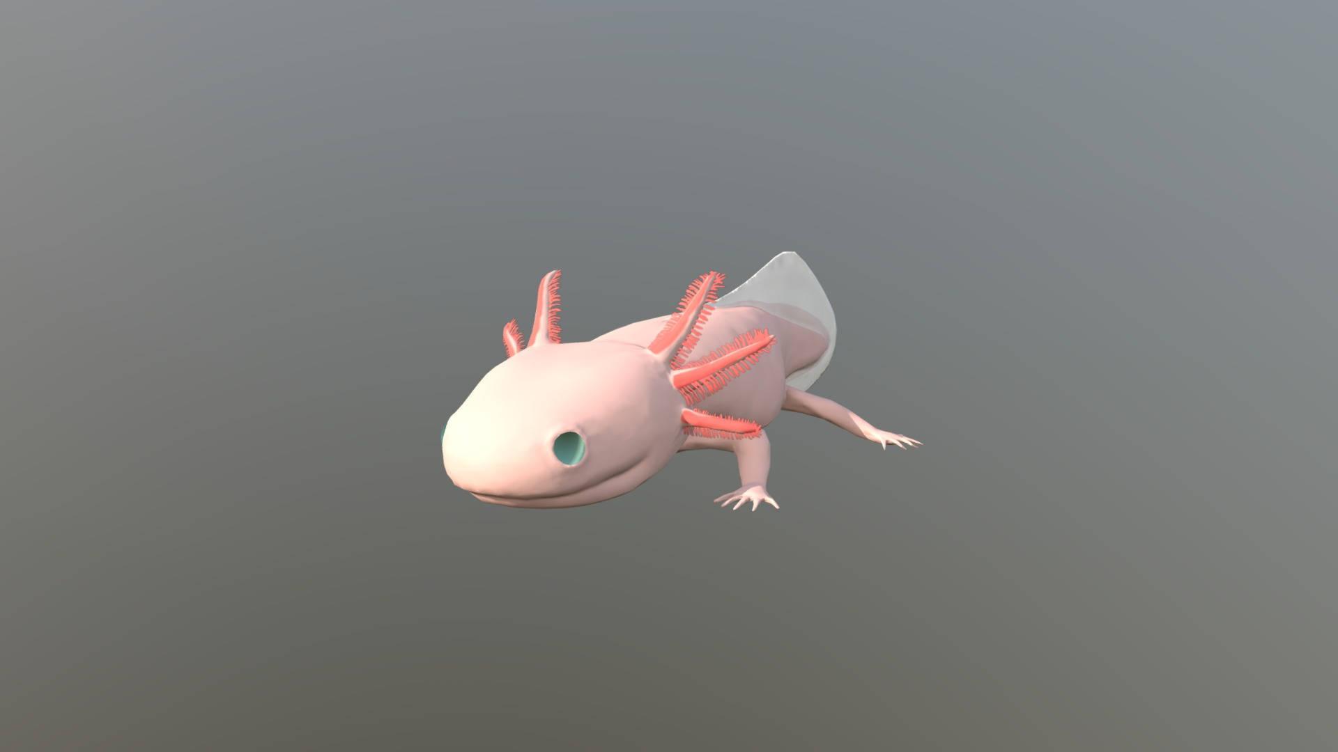 3D Pink Axolotl In Gray — 1920x1080 wallpaper