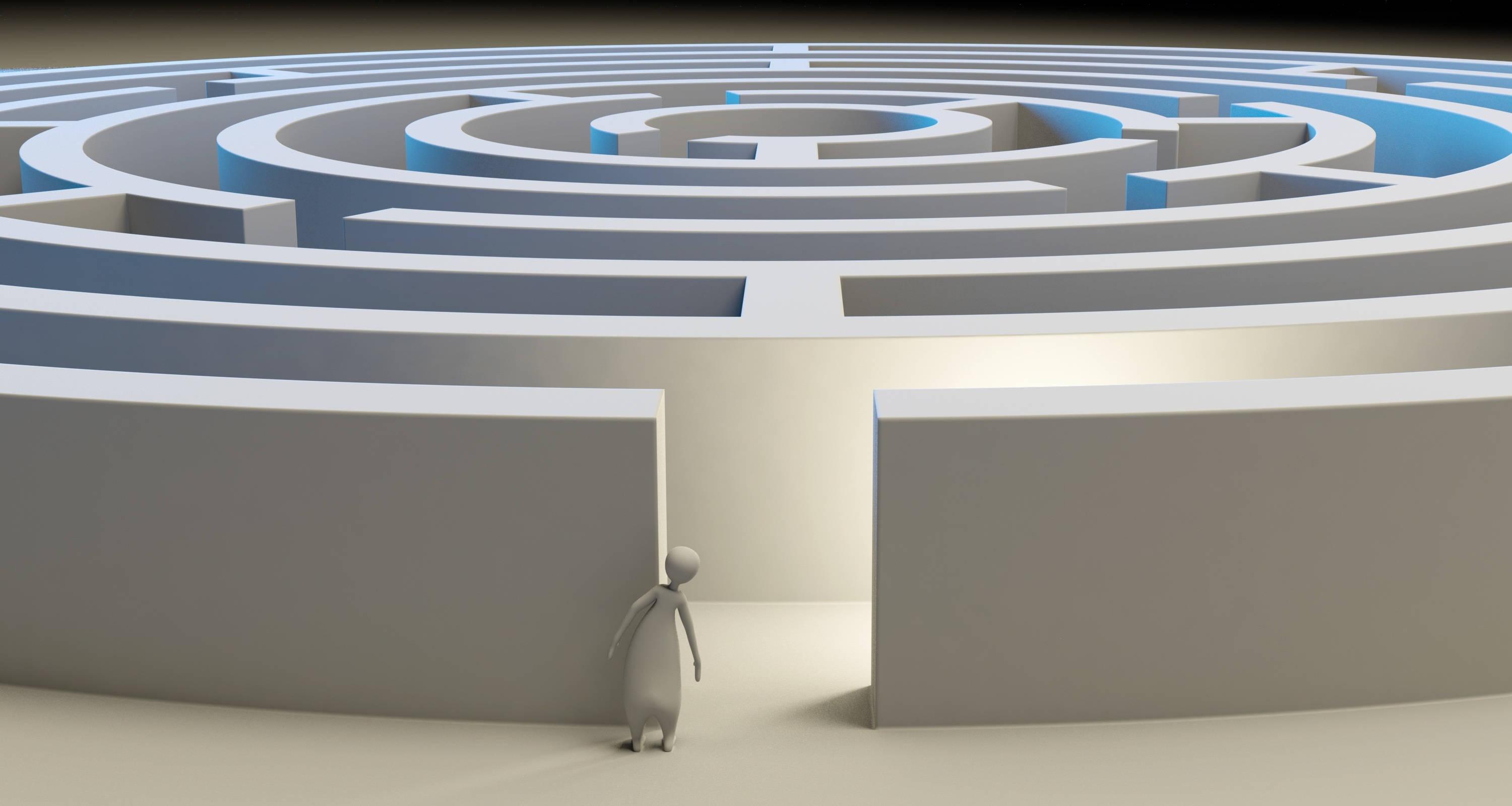 3D White Round Maze — 3000x1600 wallpaper