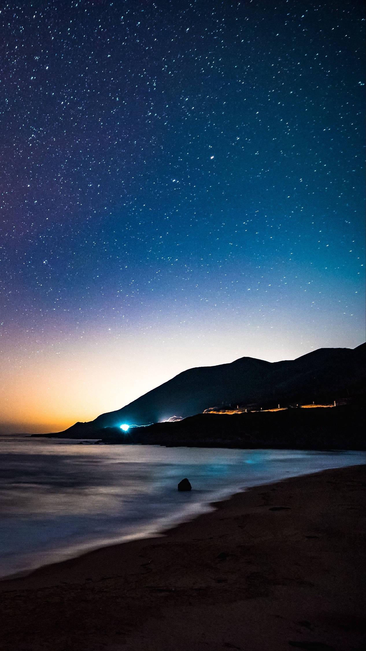 4K Android Starry Seashore — 1266x2250 wallpaper