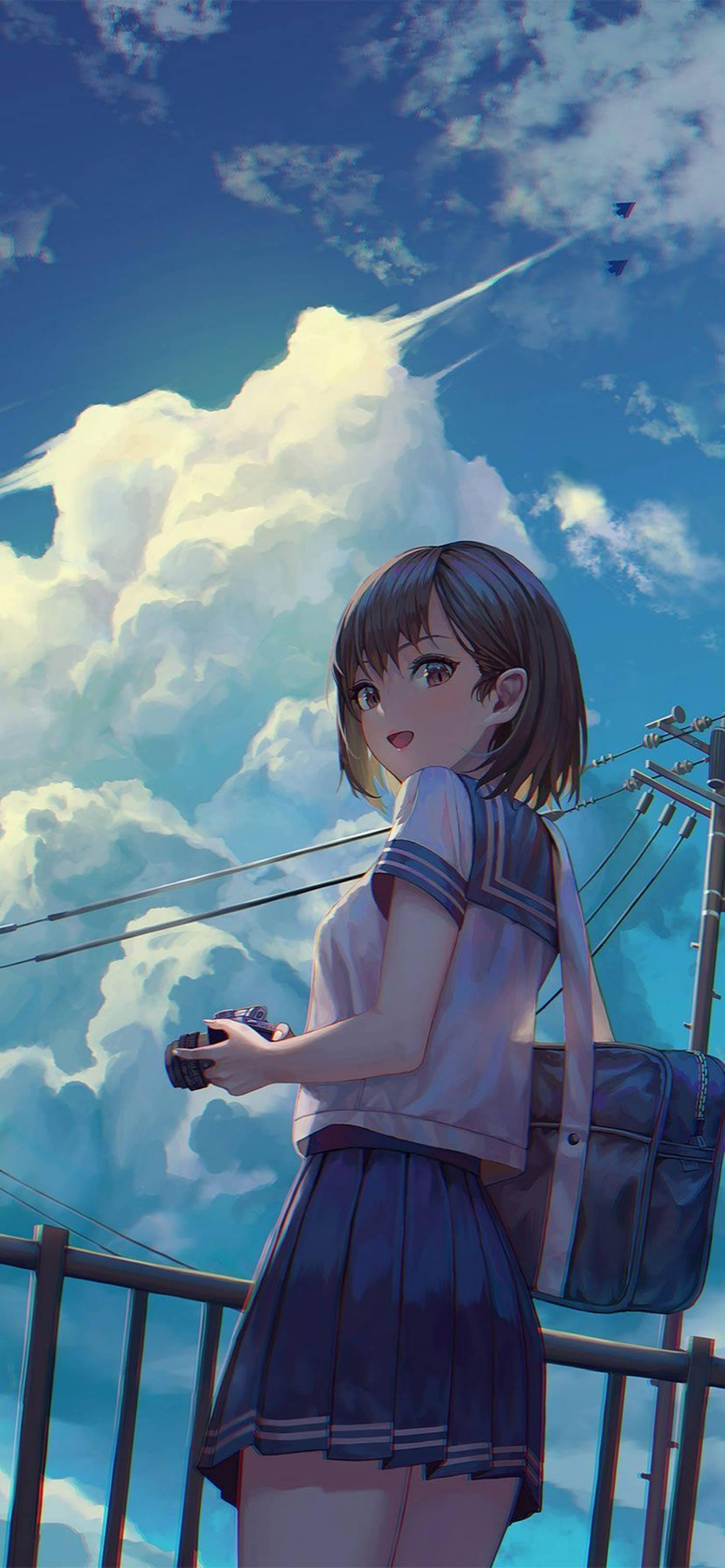 4K Anime IPhone Cute School Girl — 1502x3250 wallpaper
