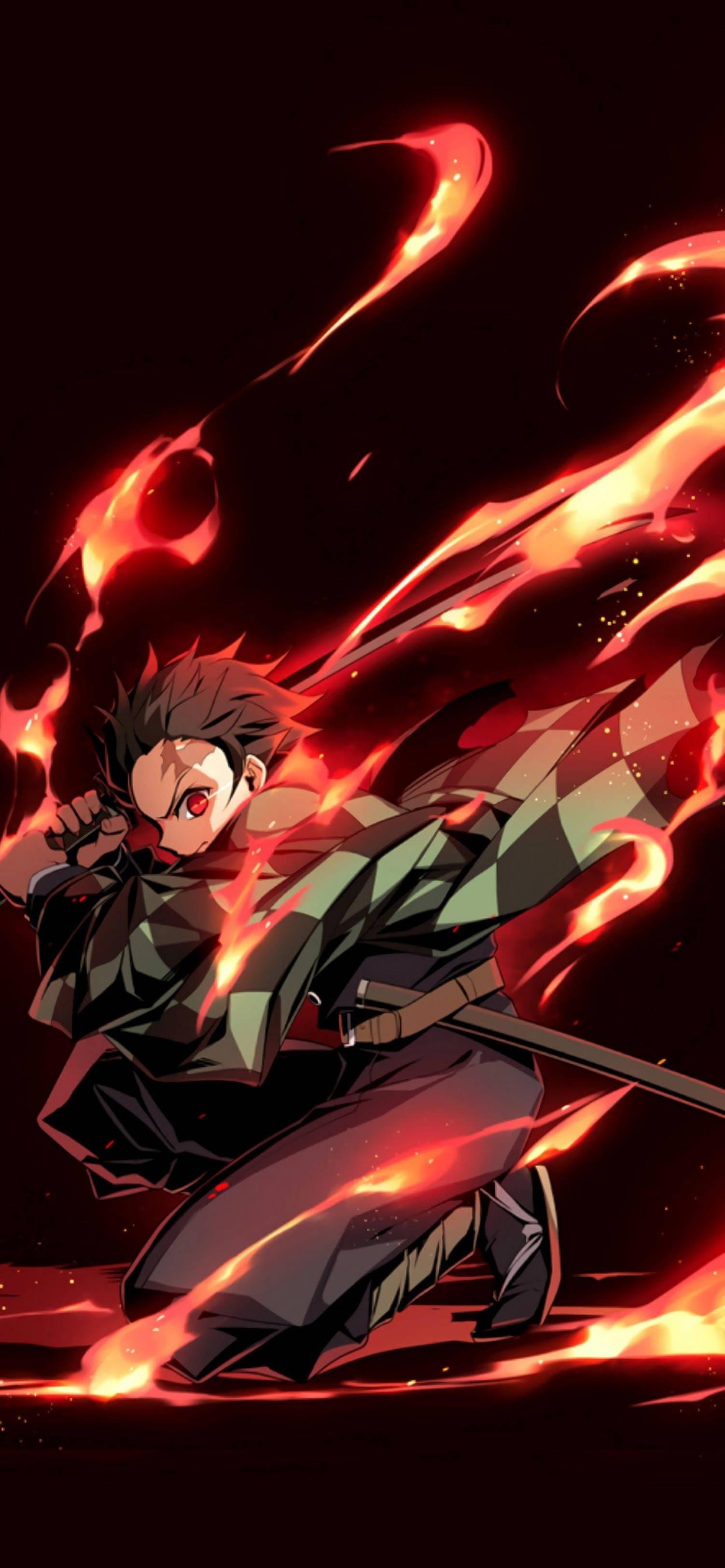4K Anime IPhone Demon Slayer Fire God Dance — 1502x3250 wallpaper