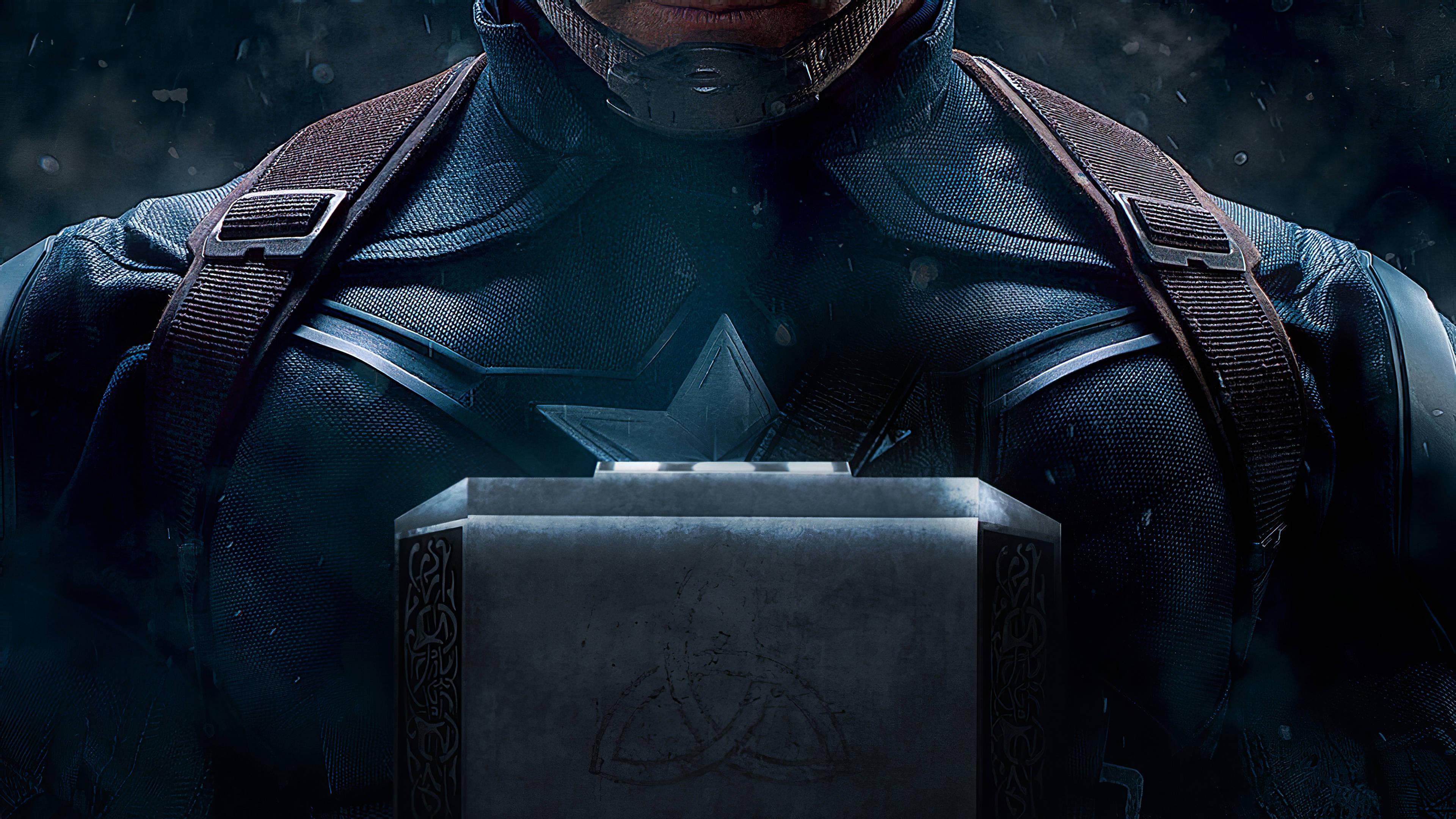 4k Avengers Cap and Mjolnir — 3840x2160 wallpaper