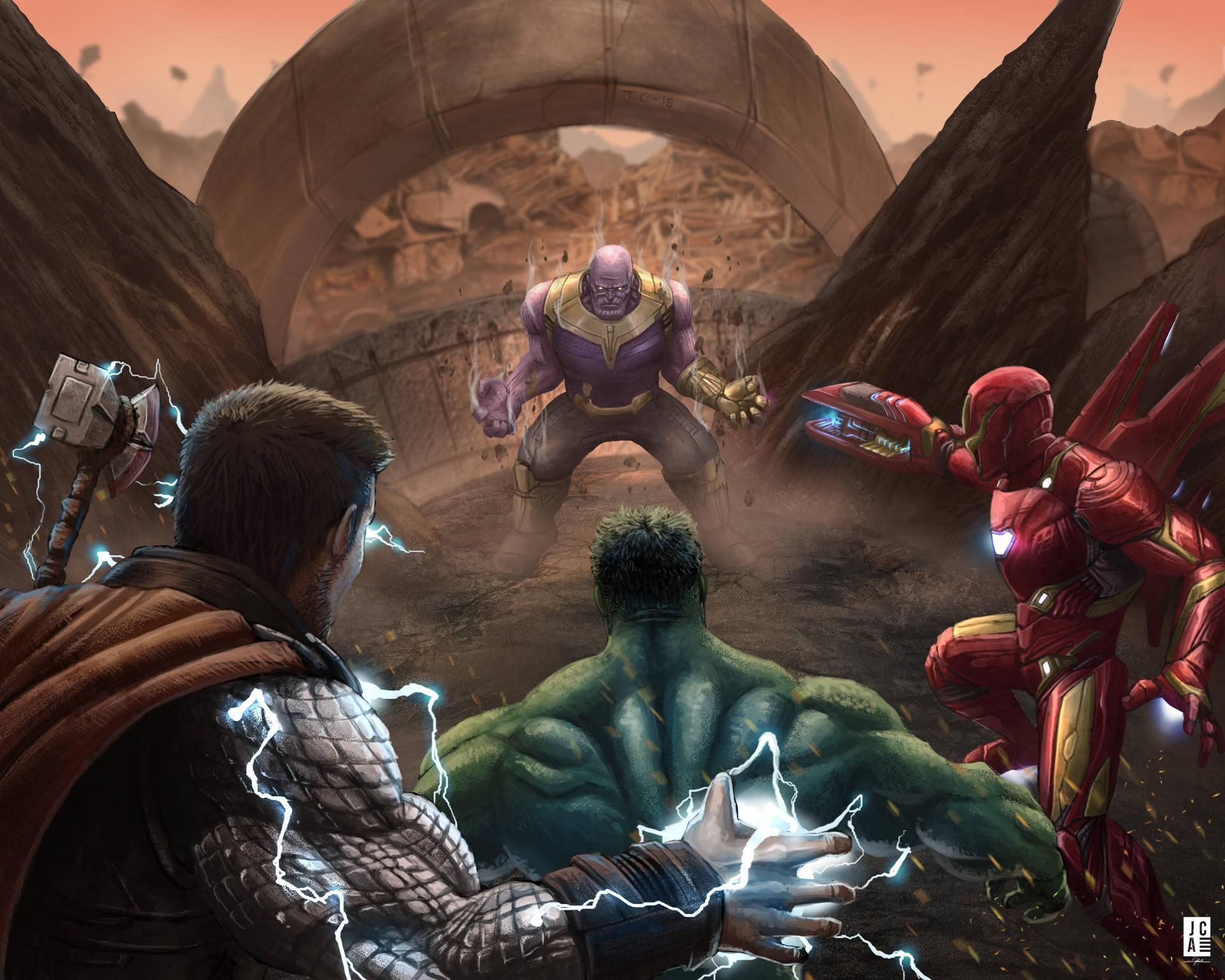 4K Avengers Fighting Thanos — 1920x1536 wallpaper