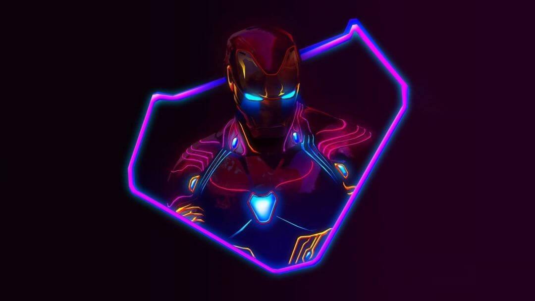4k Avengers Iron Man Neon — 1080x608 wallpaper