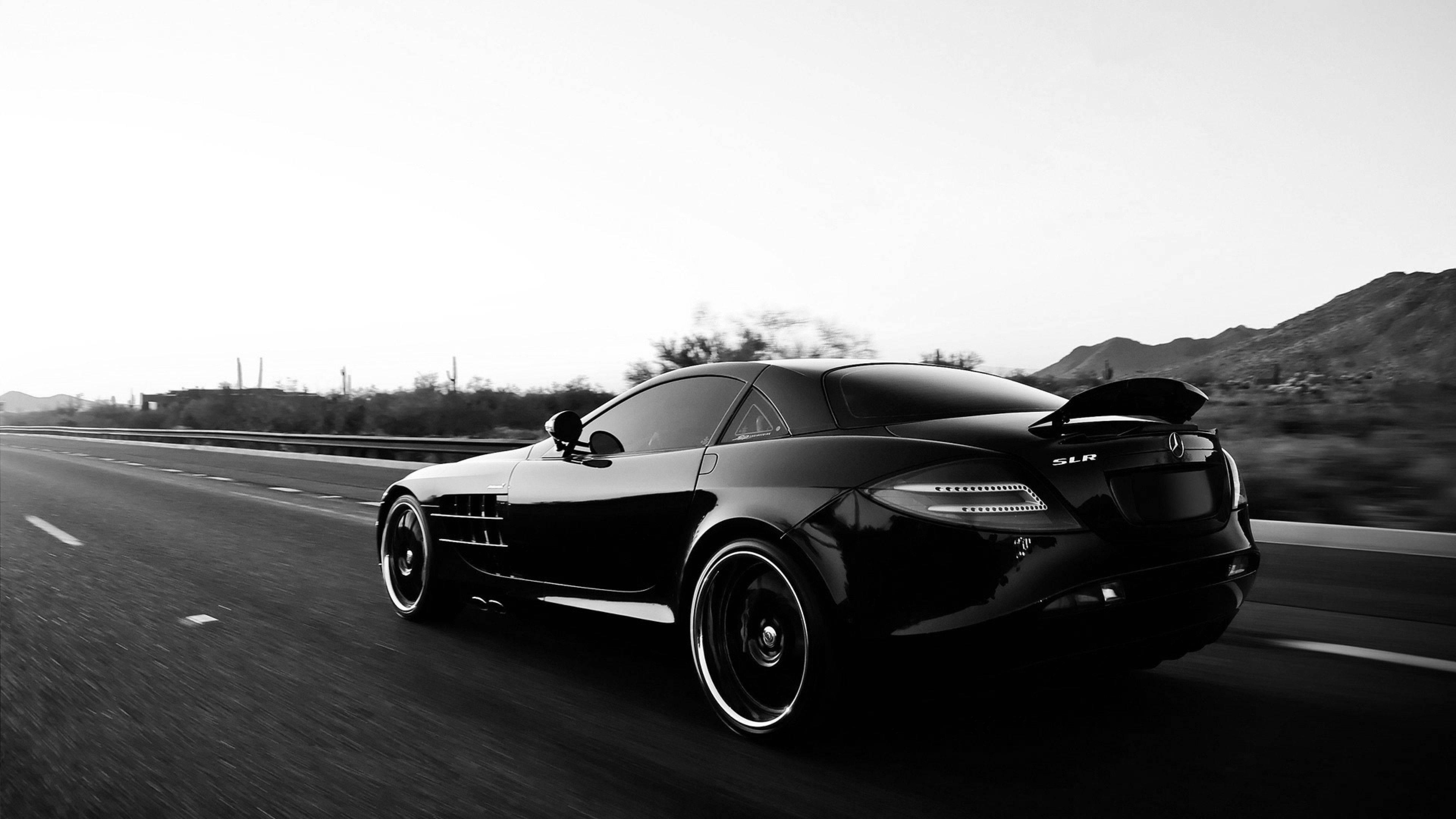 4K Black And White Car On Road — 3840x2160 wallpaper