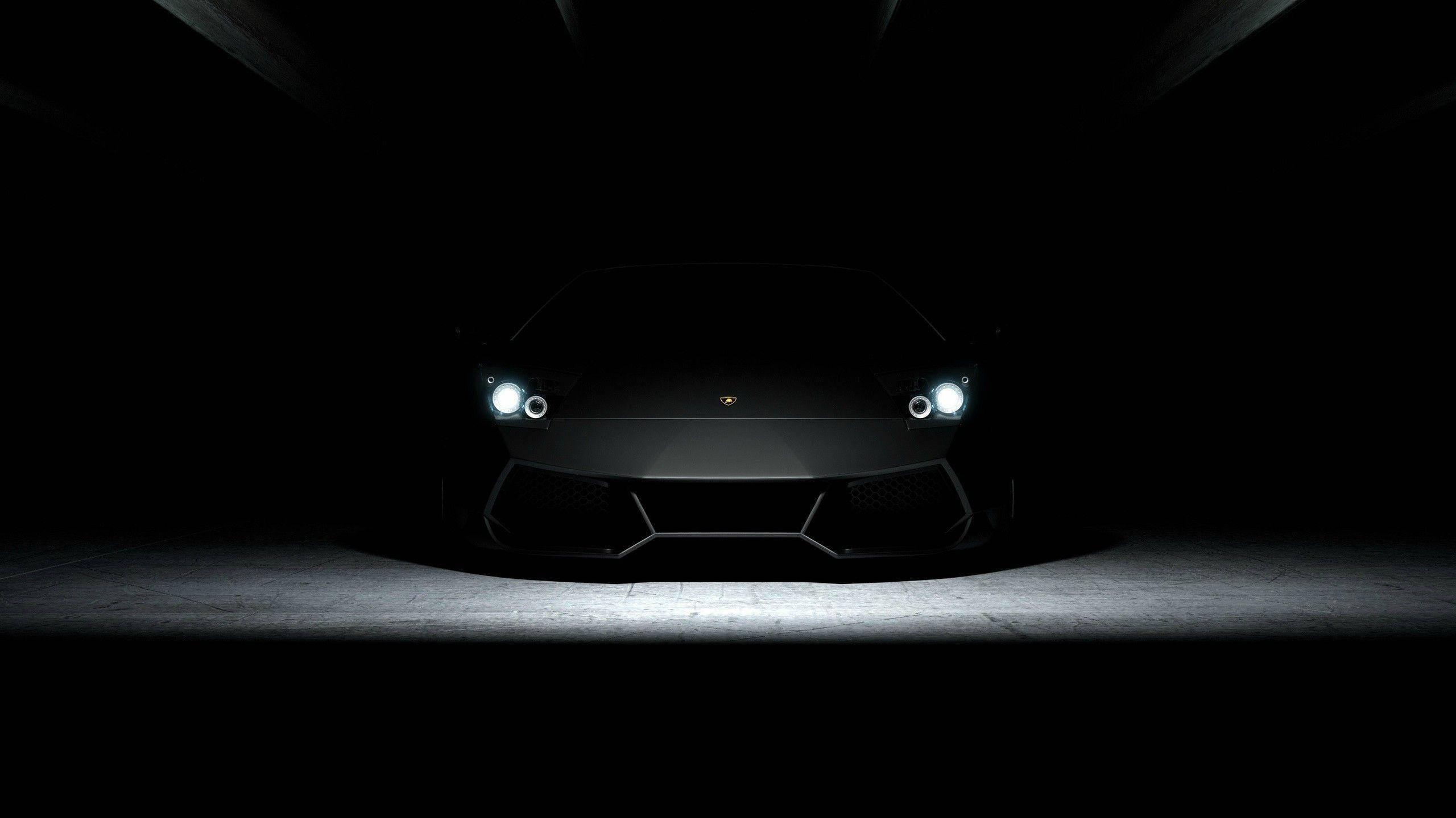 4K Black Car In Darkness — 2560x1440 wallpaper