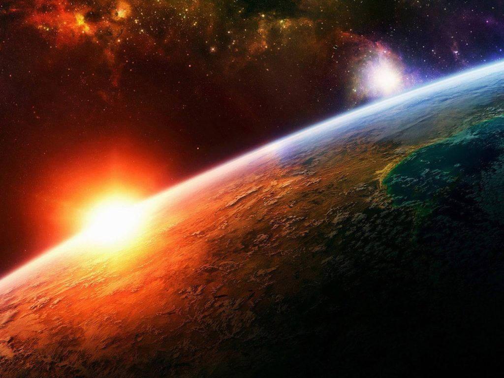 4k Earth Sunrise From Space — 1024x768 wallpaper