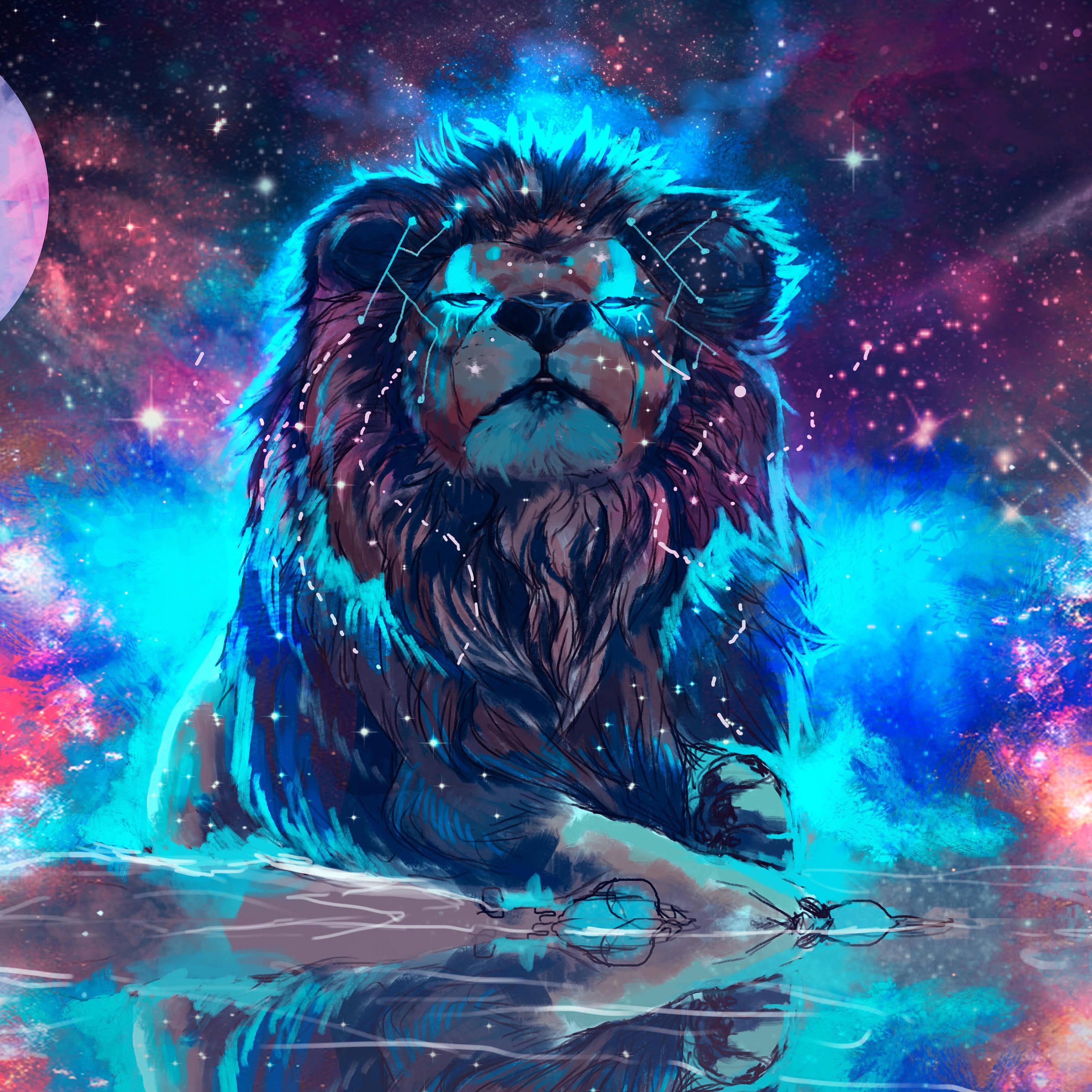 4k Ipad Futuristic Lion — 2932x2932 wallpaper