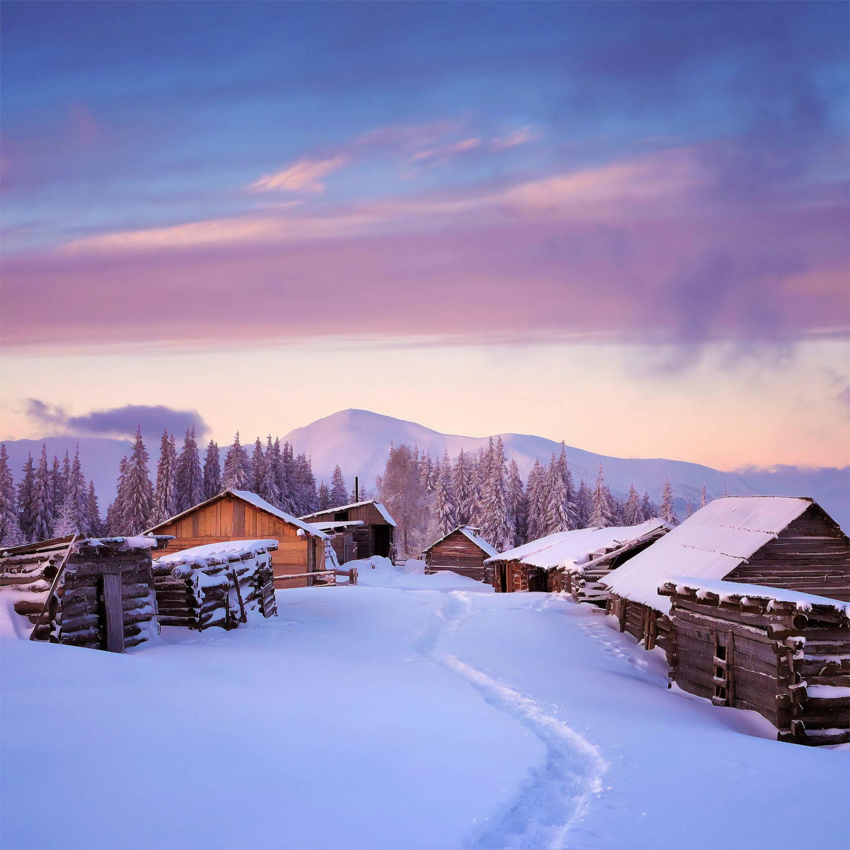4K Ipad Snow Village — 2732x2732 wallpaper