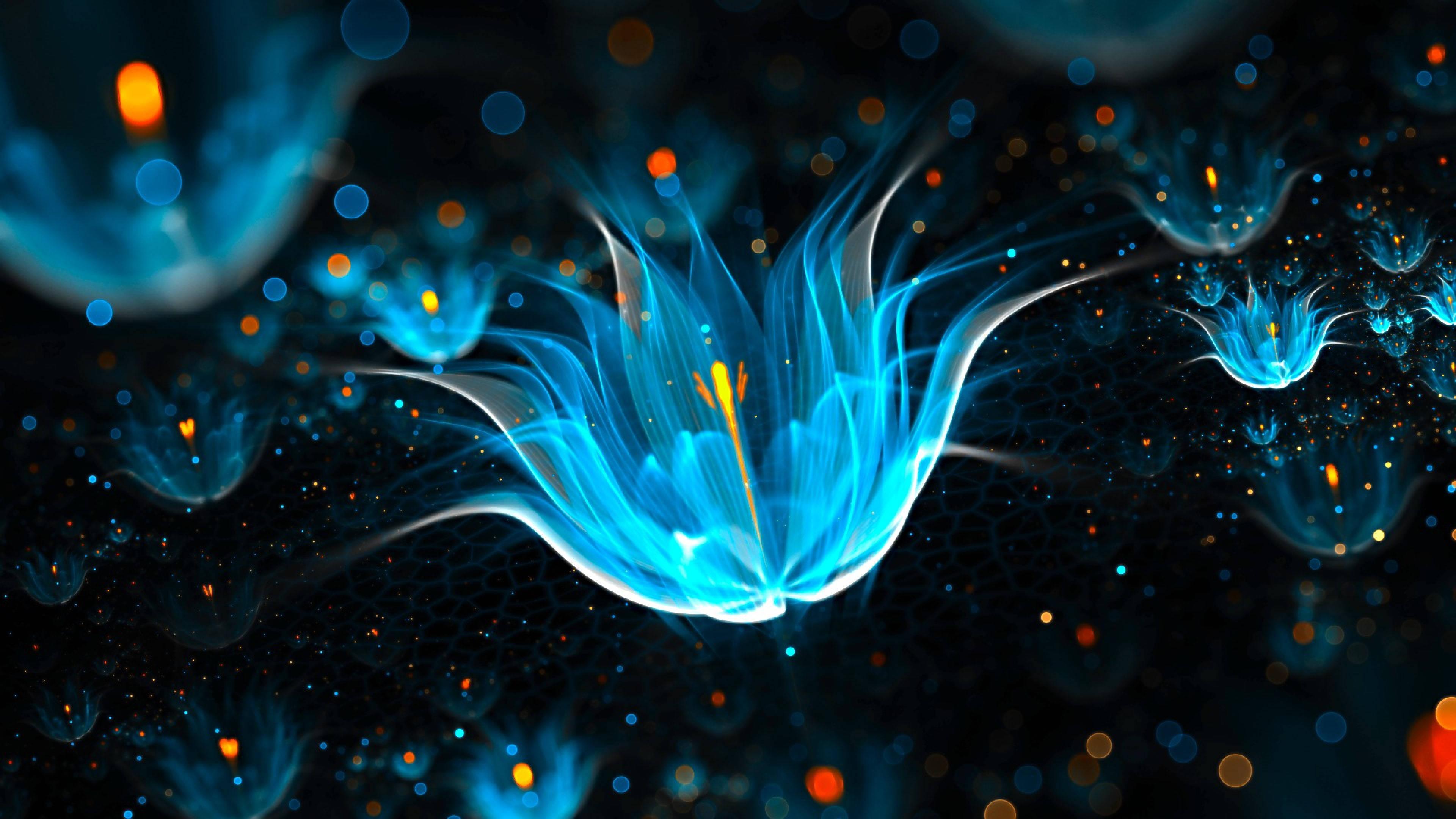 4K Laptop Luminous Blue Flower — 3840x2160 wallpaper