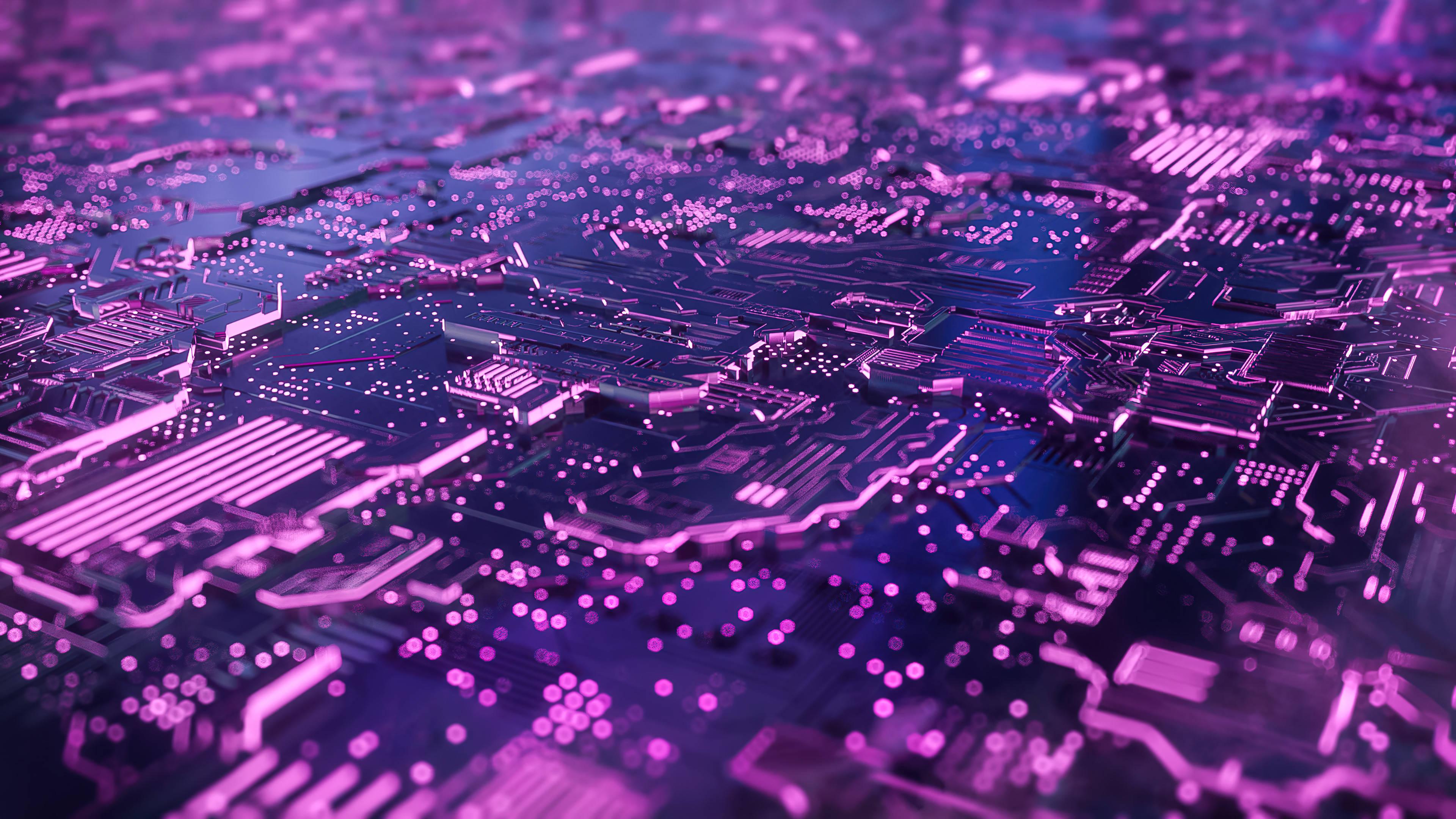 4K Laptop Purple Circuits — 3840x2160 wallpaper