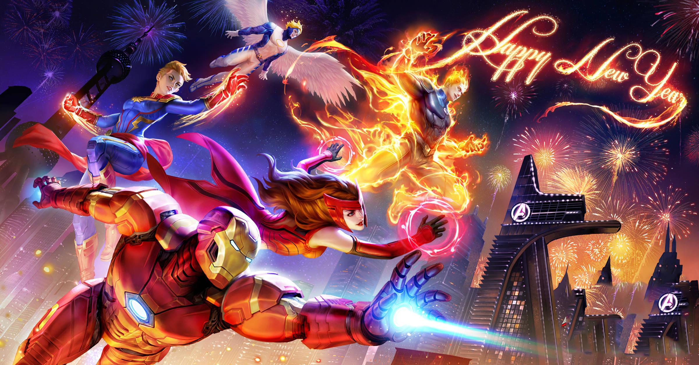 4k Marvel New Year Poster — 2400x1256 wallpaper