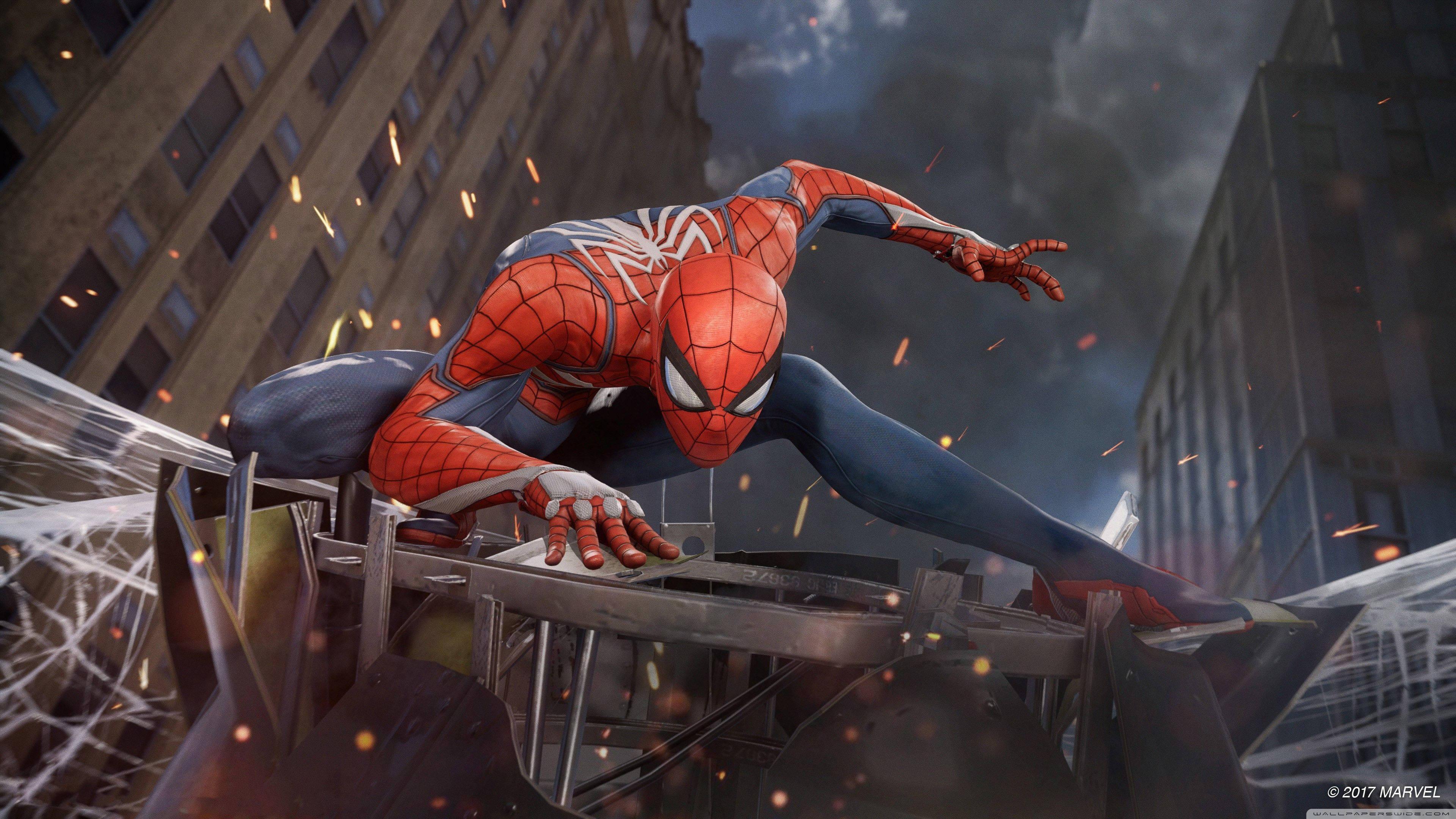 4K Marvel Spiderman In Battlefield — 3840x2160 wallpaper