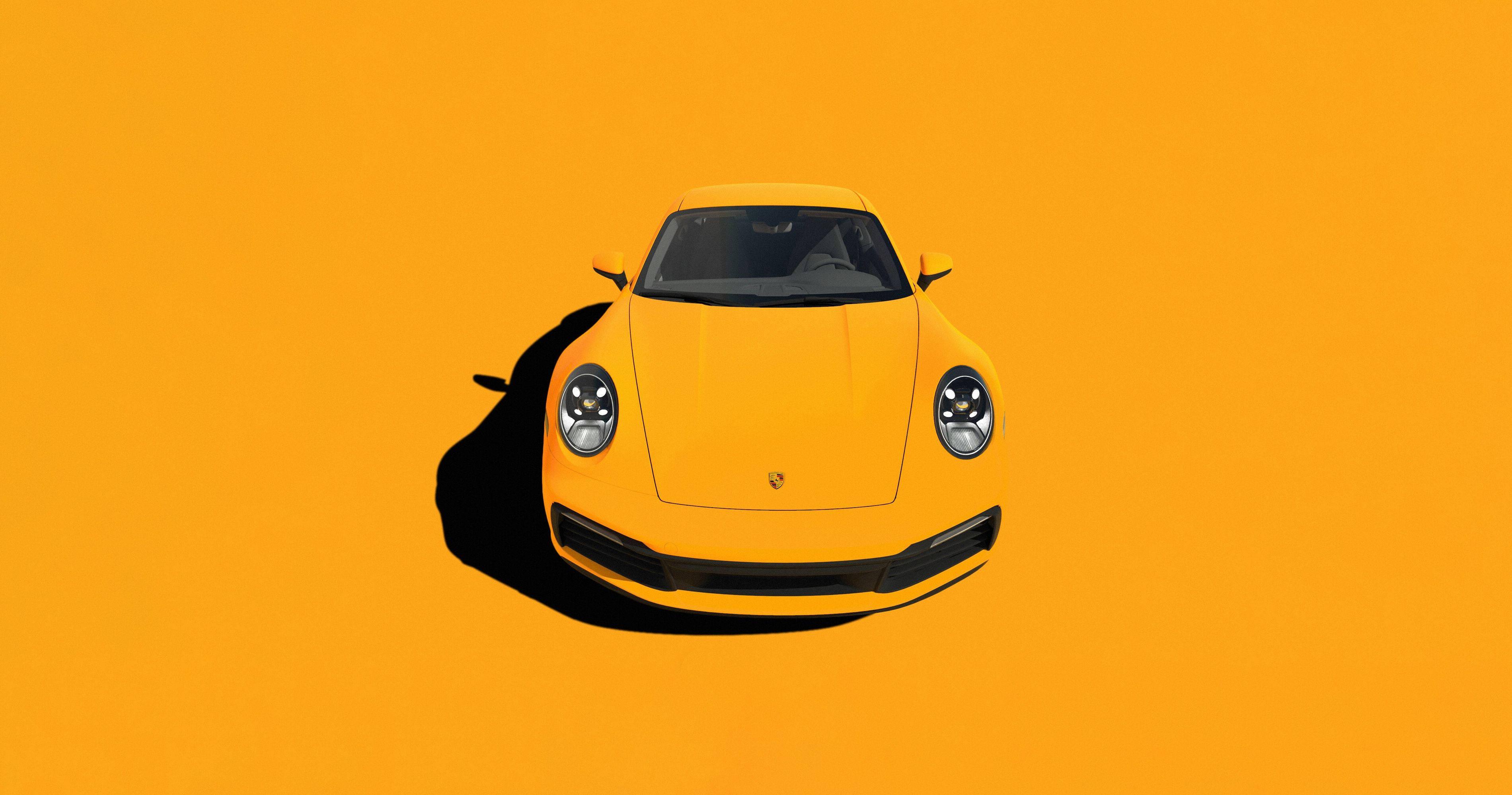 4K Minimalist Yellow Car — 3800x2000 wallpaper