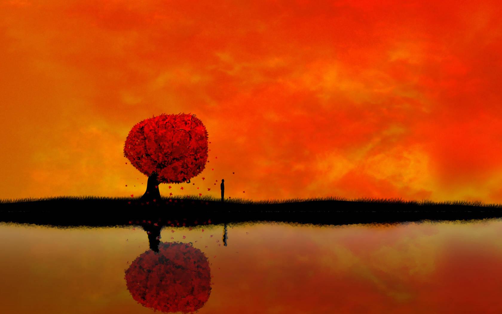 4k Nature Red Tree — 1680x1050 wallpaper