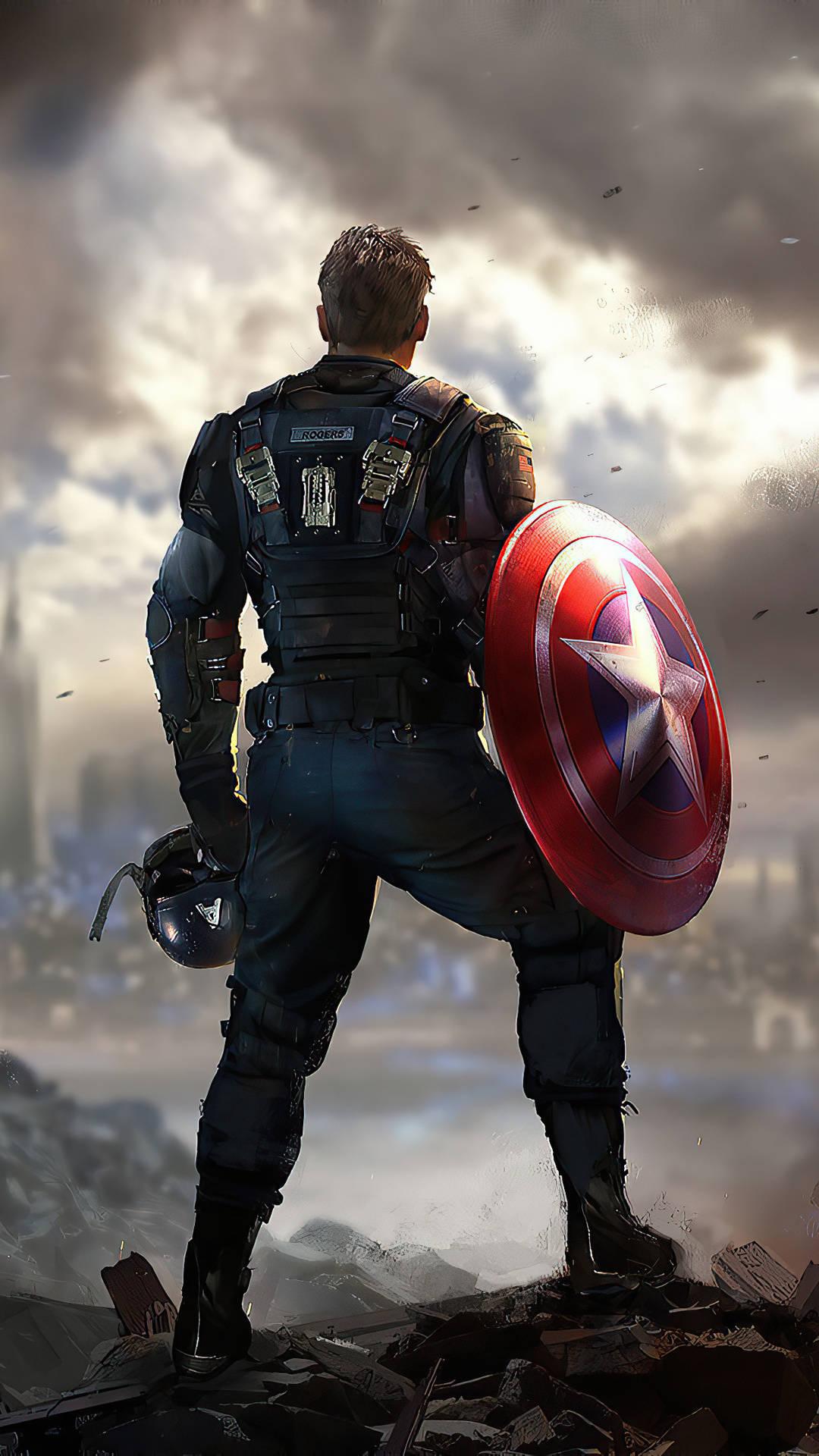 4K Phone Background Captain America Back — 1080x1920 wallpaper