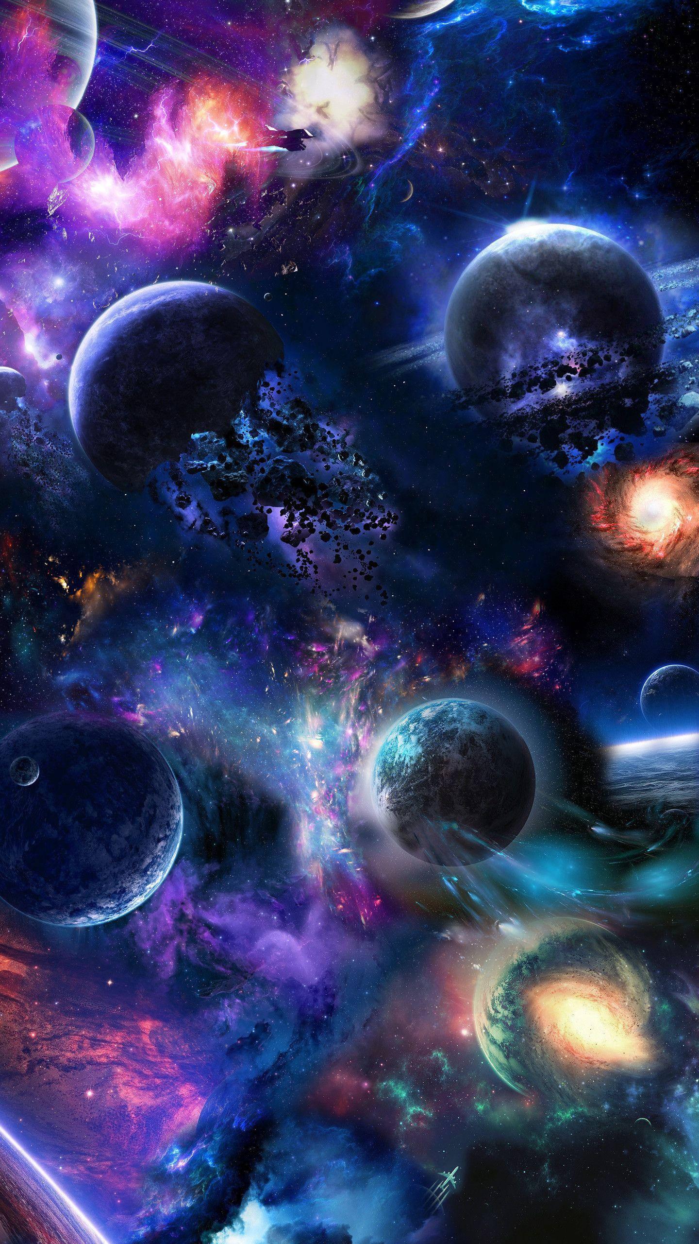 4K Phone Background Destroyed Planets — 1440x2560 wallpaper