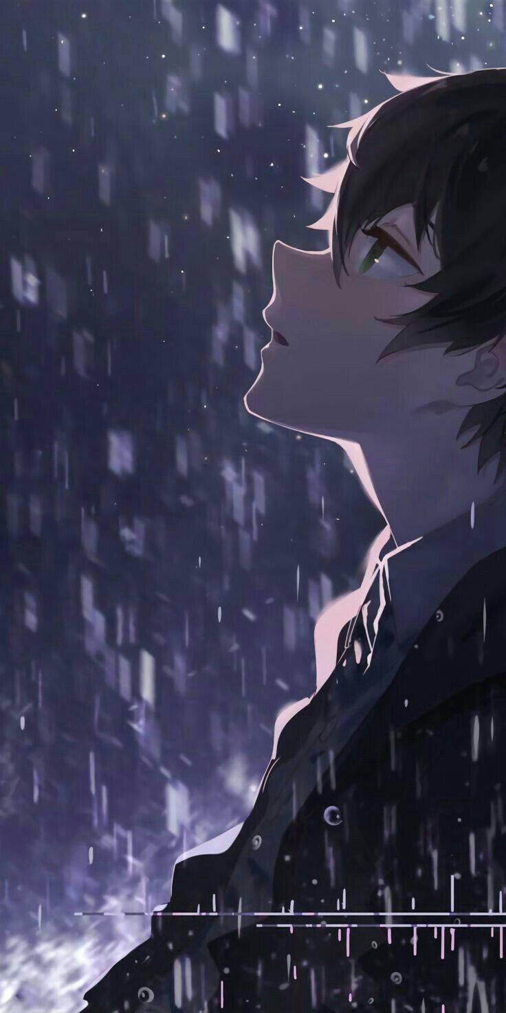 4K Phone Background Houtarou Oreki Under Rain — 736x1472 wallpaper