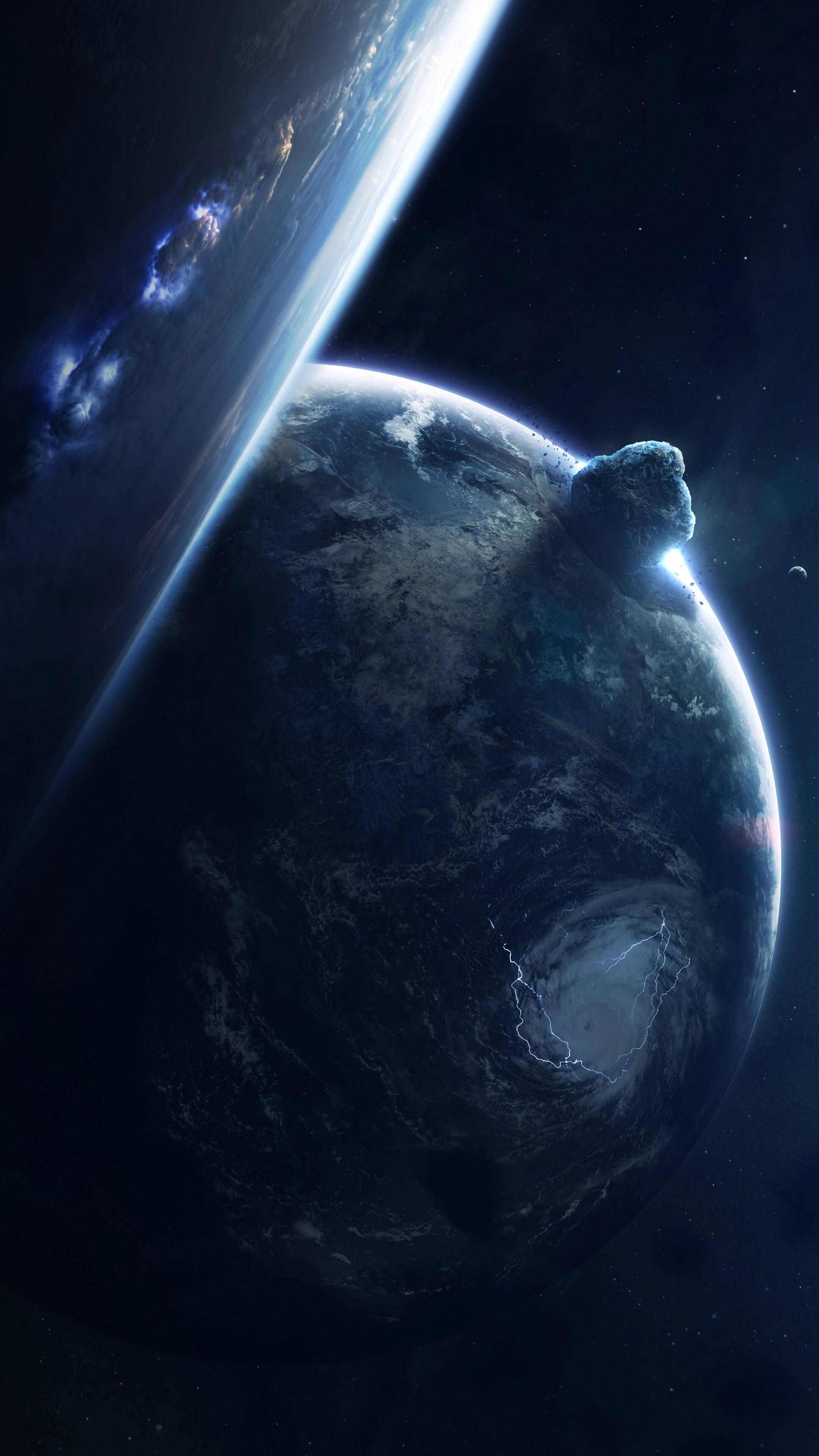 4K Phone Background Meteor Hitting Earth — 2160x3840 wallpaper