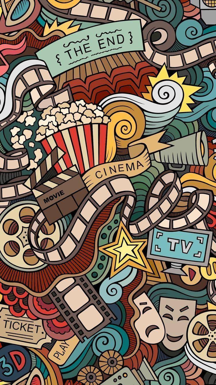 4K Phone Background Movie Items Doodles — 750x1333 wallpaper