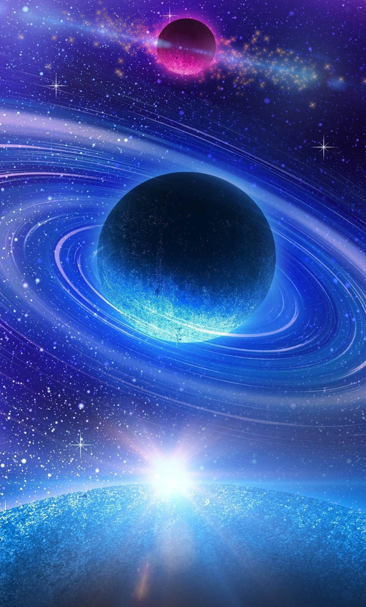 4K Phone Background Planet With Rings — 1280x2120 wallpaper