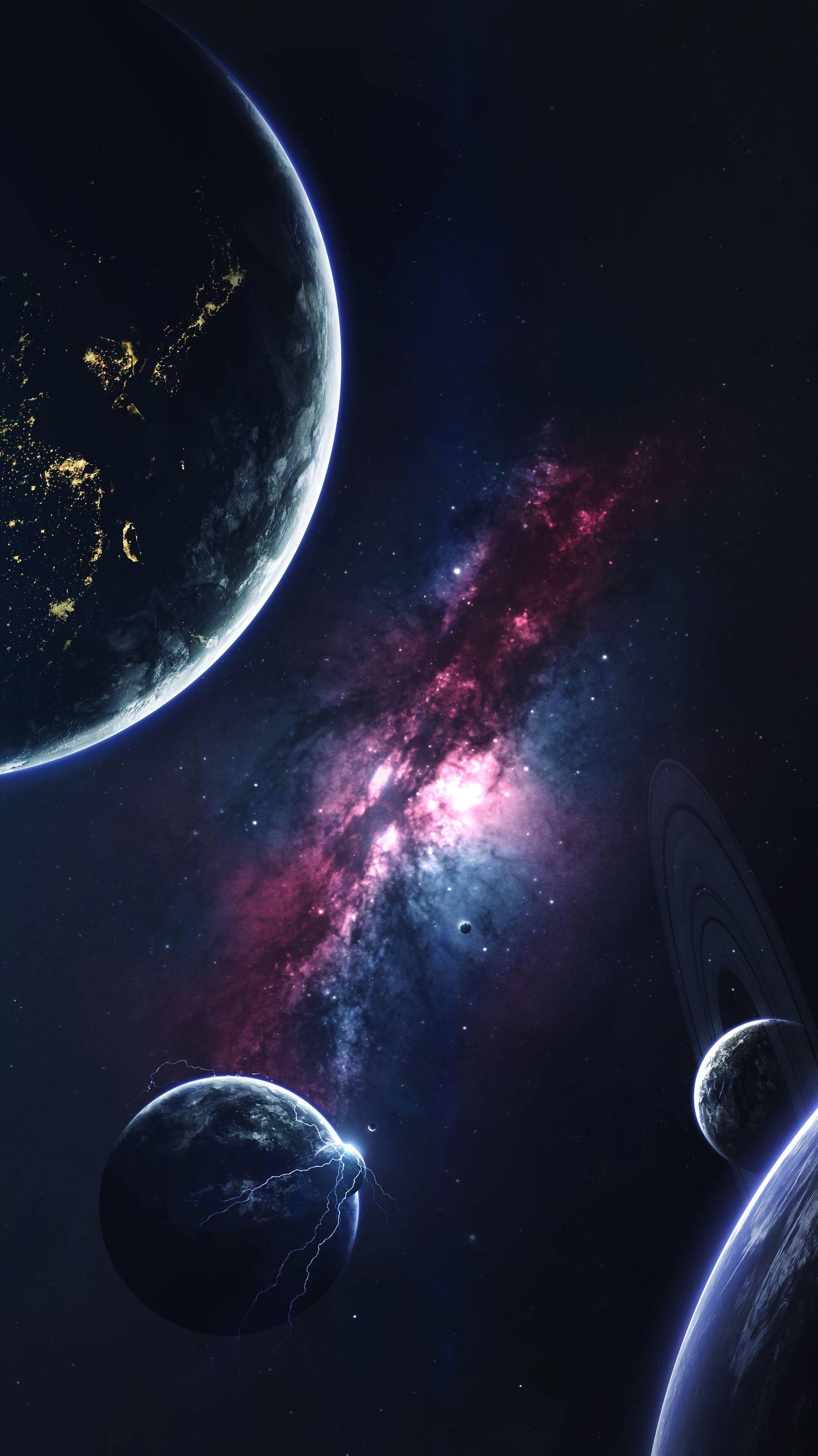 4K Phone Background Planets In Galaxy — 2160x3840 wallpaper