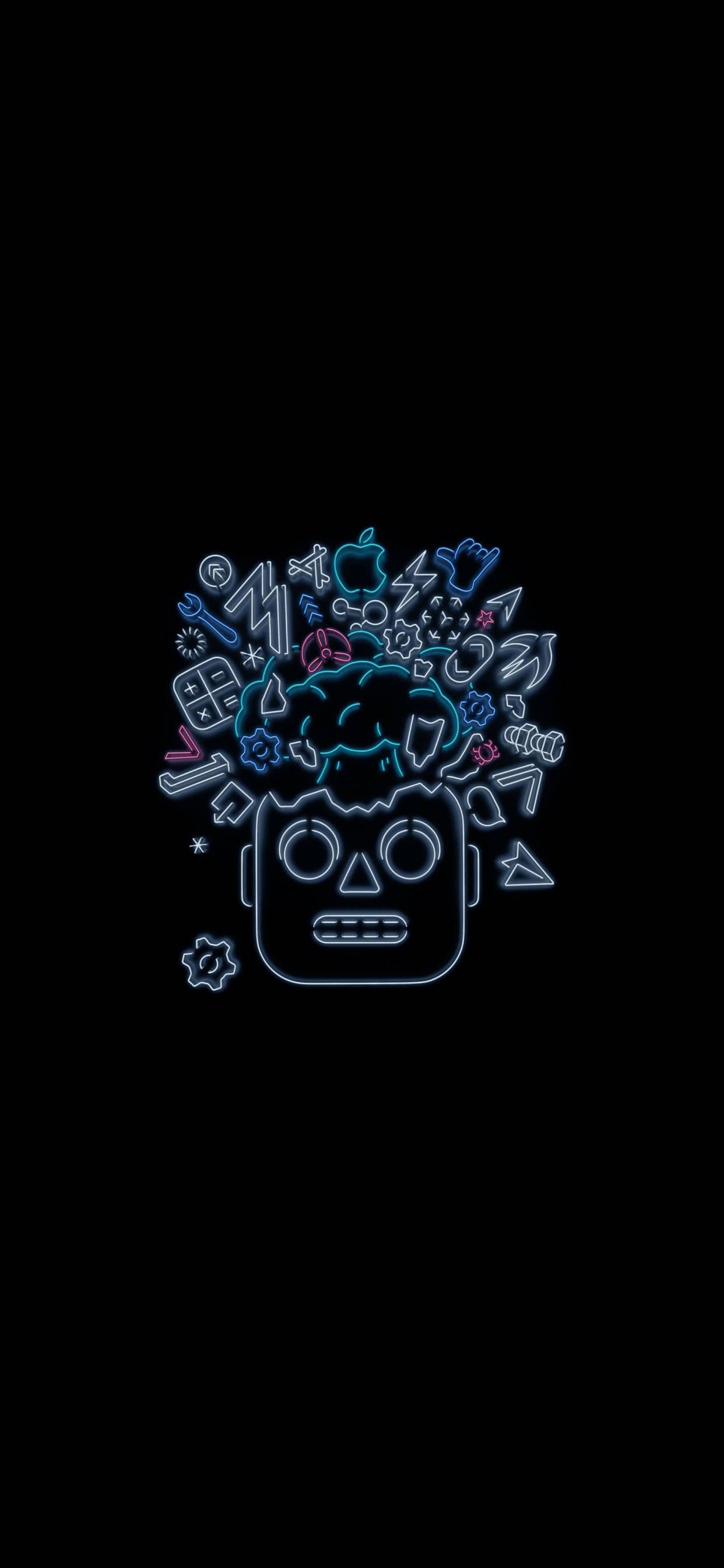 4K Phone Background Robot With Icons On Head — 1242x2688 wallpaper
