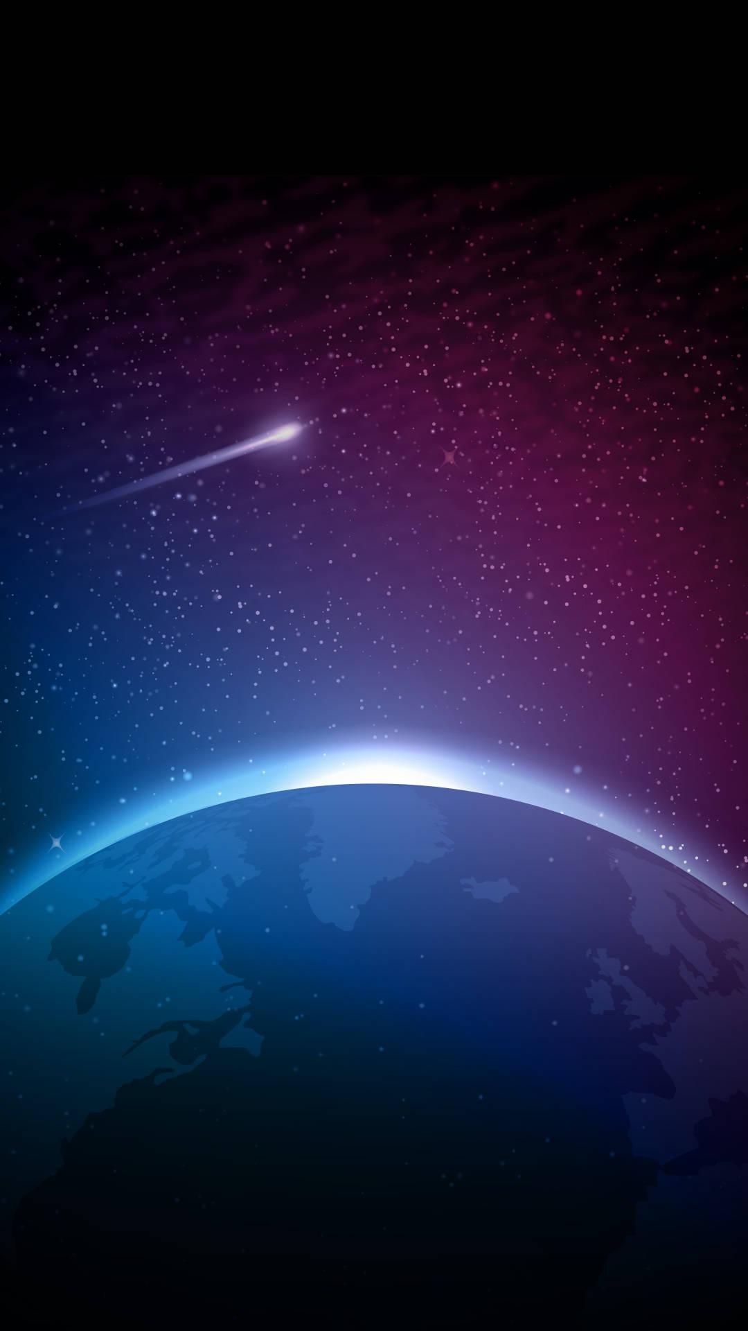 4K Phone Background Shooting Star Over Earth — 1080x1920 wallpaper
