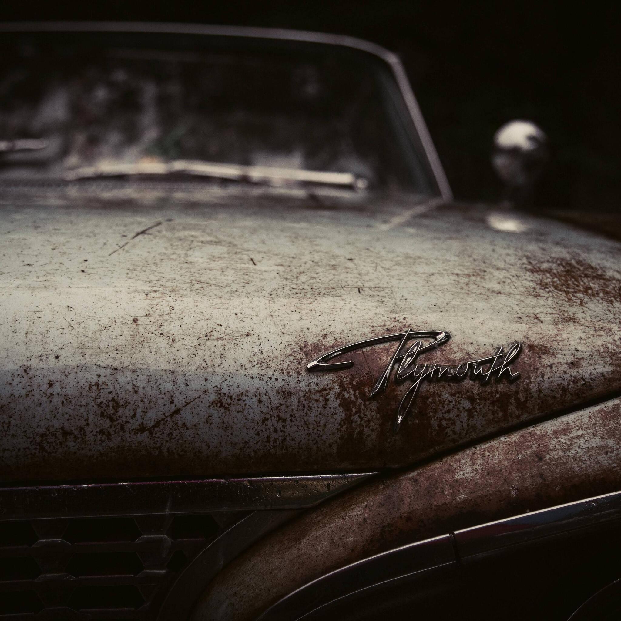 4K Plymouth Car Hood Close-up — 2048x2048 wallpaper