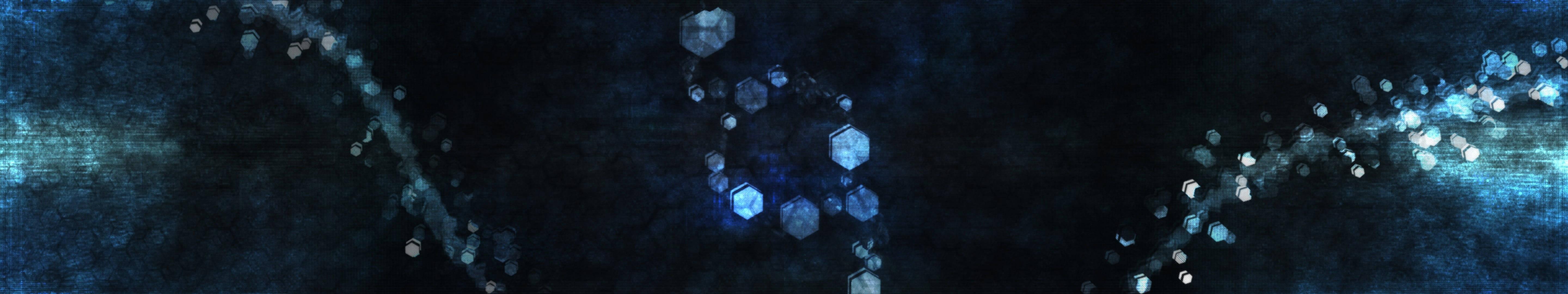 4K Ultra HD Dark Blue Bokeh — 5760x1080 wallpaper