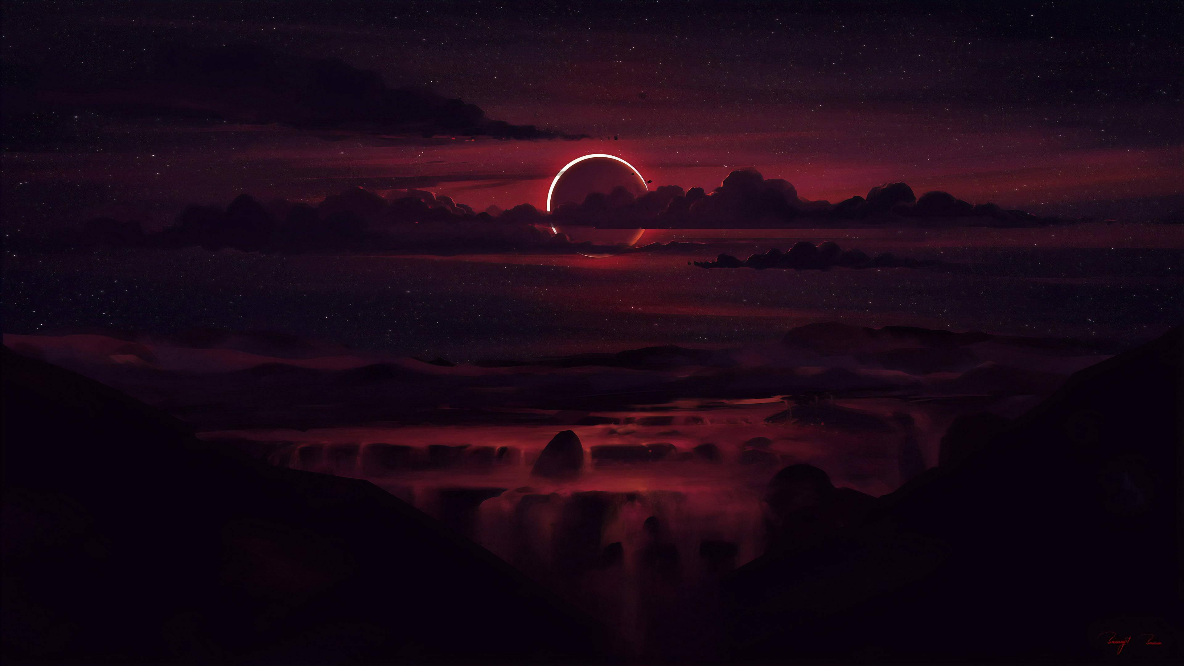 4K Ultra HD Dark Red Moon — 3840x2160 wallpaper